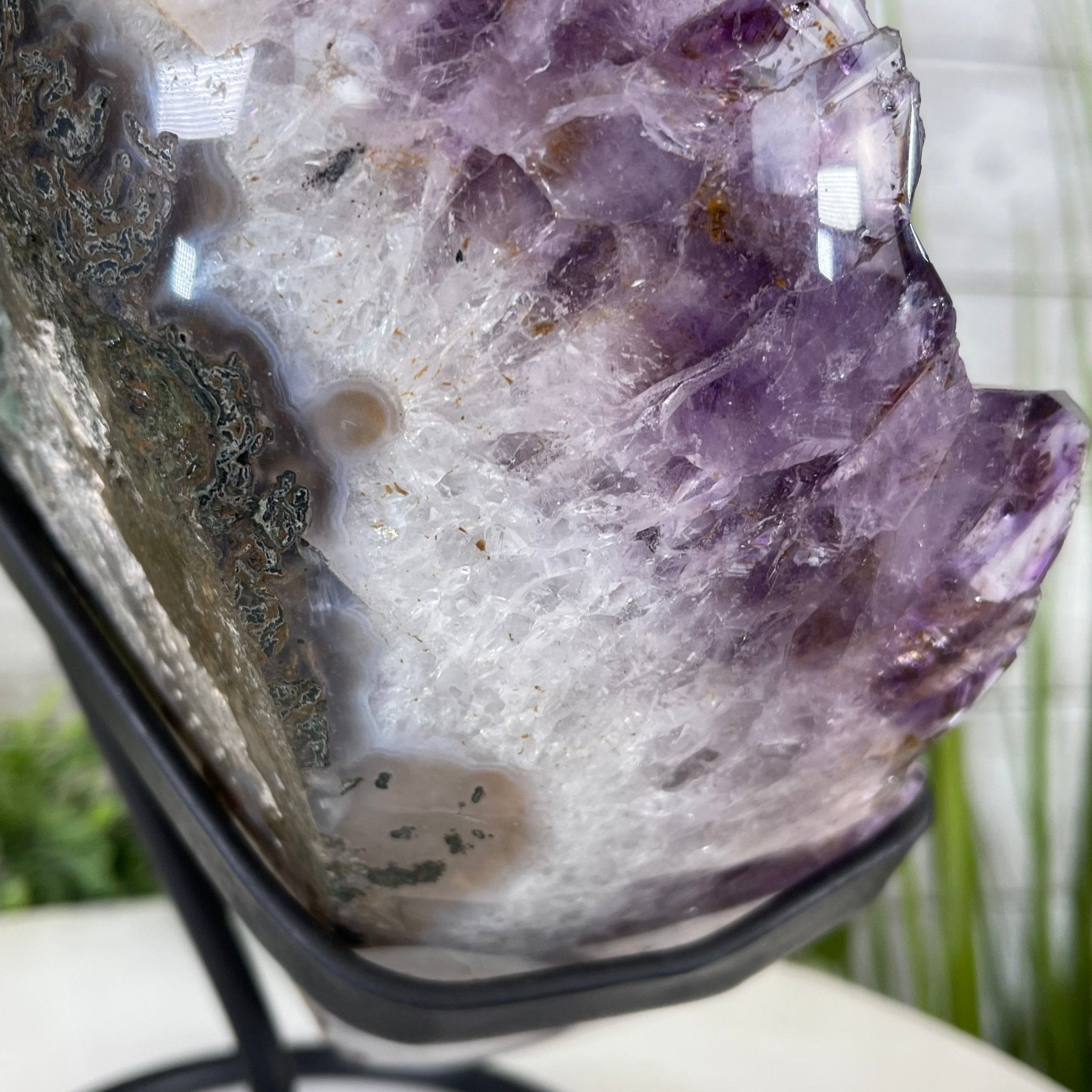 Standard Plus Quality Amethyst Heart Geode, metal stand, 11.9 lbs & 10" Tall Model #5463-0233 by Brazil Gems - Brazil GemsBrazil GemsStandard Plus Quality Amethyst Heart Geode, metal stand, 11.9 lbs & 10" Tall Model #5463-0233 by Brazil GemsHearts5463-0233