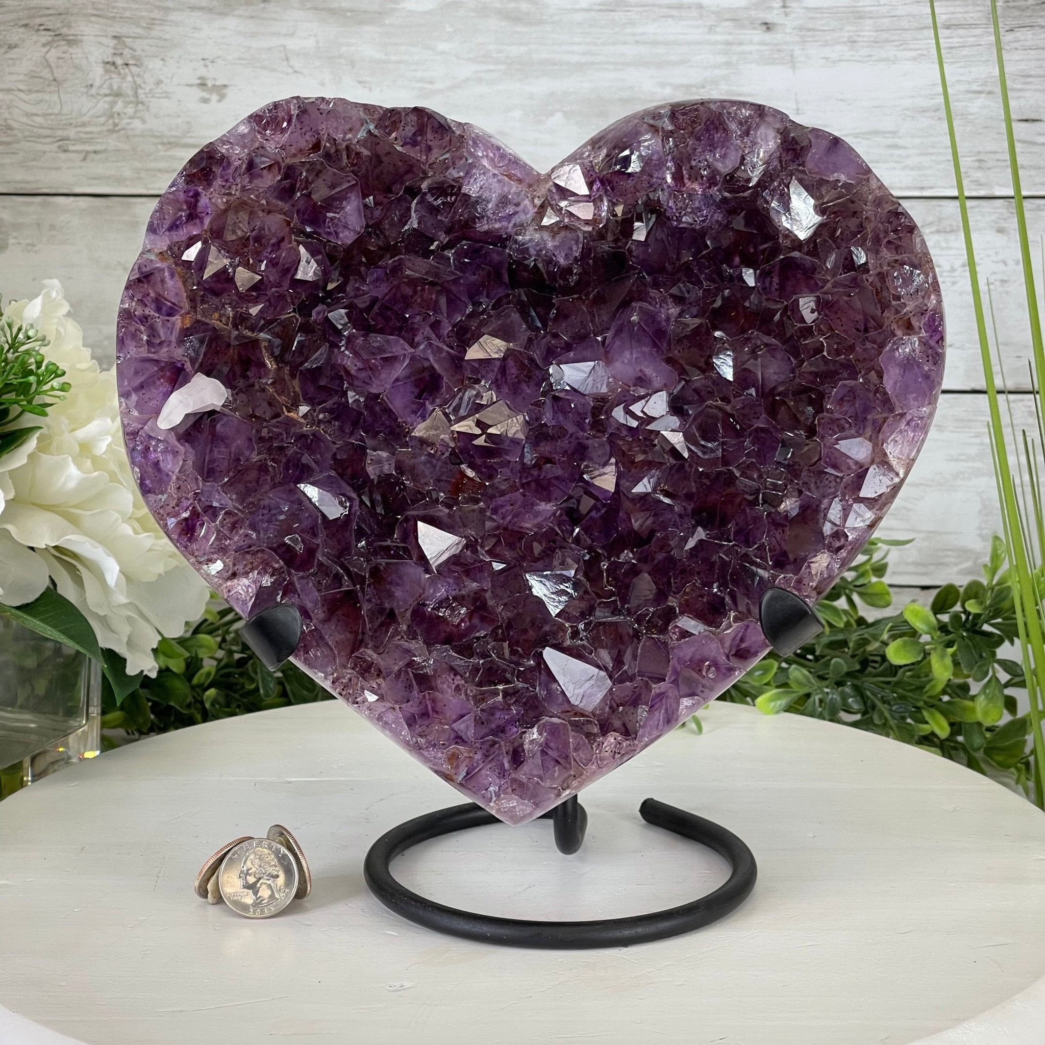 Standard Plus Quality Amethyst Heart Geode, metal stand, 11.9 lbs & 10" Tall Model #5463-0233 by Brazil Gems - Brazil GemsBrazil GemsStandard Plus Quality Amethyst Heart Geode, metal stand, 11.9 lbs & 10" Tall Model #5463-0233 by Brazil GemsHearts5463-0233