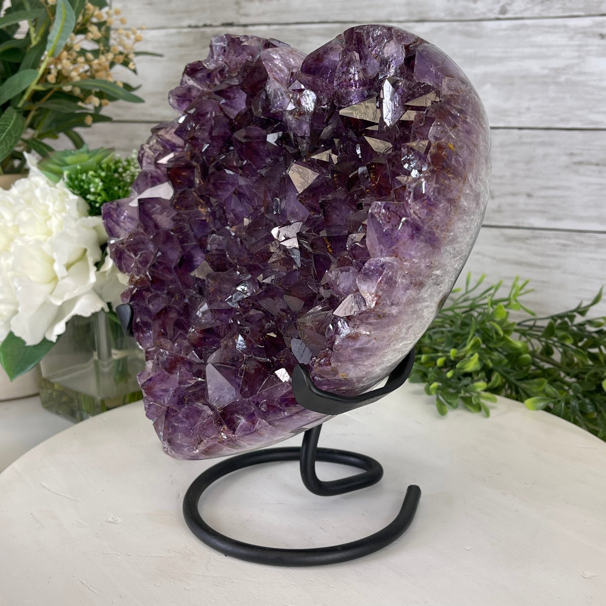 Standard Plus Quality Amethyst Heart Geode, metal stand, 11.9 lbs & 10" Tall Model #5463-0233 by Brazil Gems - Brazil GemsBrazil GemsStandard Plus Quality Amethyst Heart Geode, metal stand, 11.9 lbs & 10" Tall Model #5463-0233 by Brazil GemsHearts5463-0233