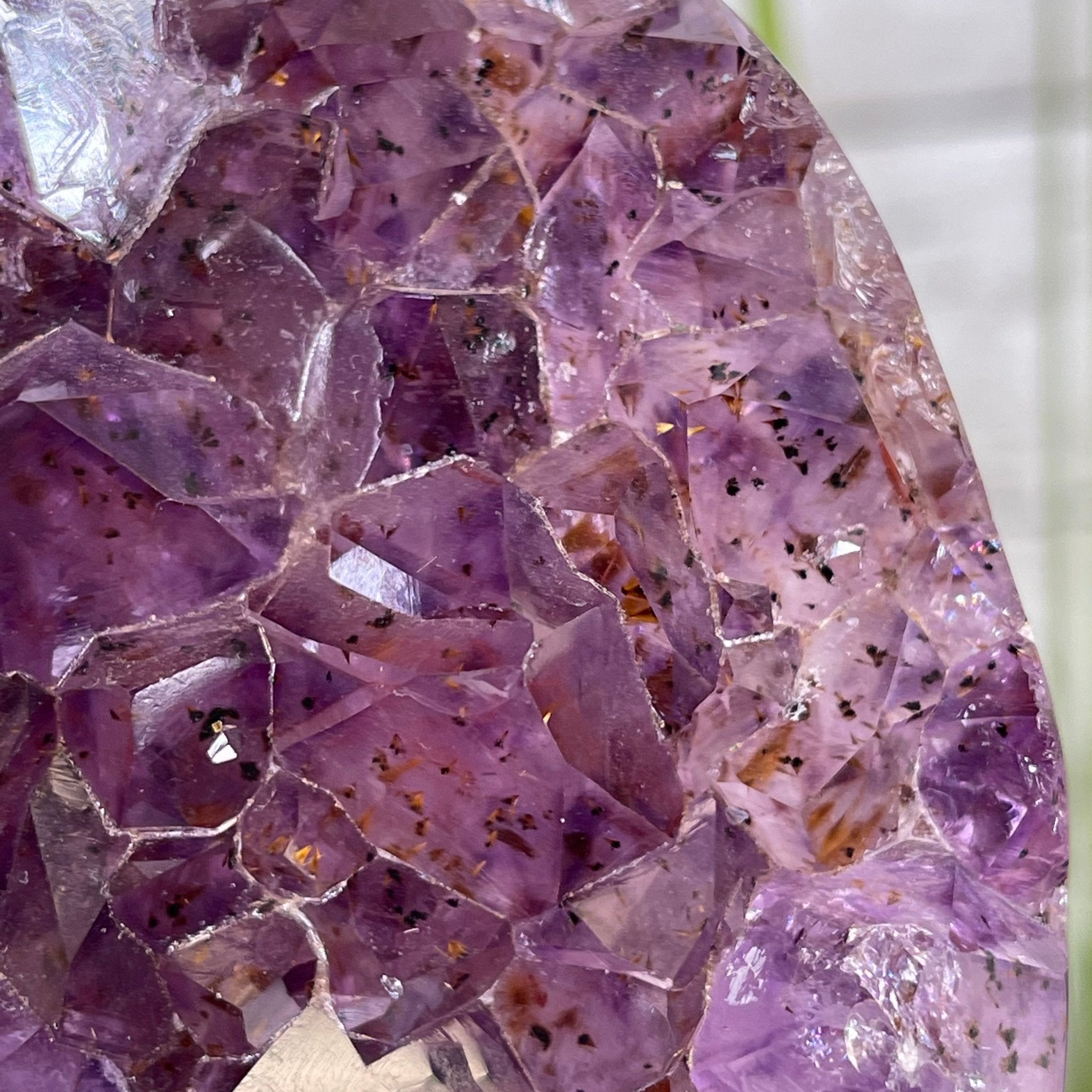 Standard Plus Quality Amethyst Heart Geode, metal stand, 11.9 lbs & 10" Tall Model #5463-0233 by Brazil Gems - Brazil GemsBrazil GemsStandard Plus Quality Amethyst Heart Geode, metal stand, 11.9 lbs & 10" Tall Model #5463-0233 by Brazil GemsHearts5463-0233