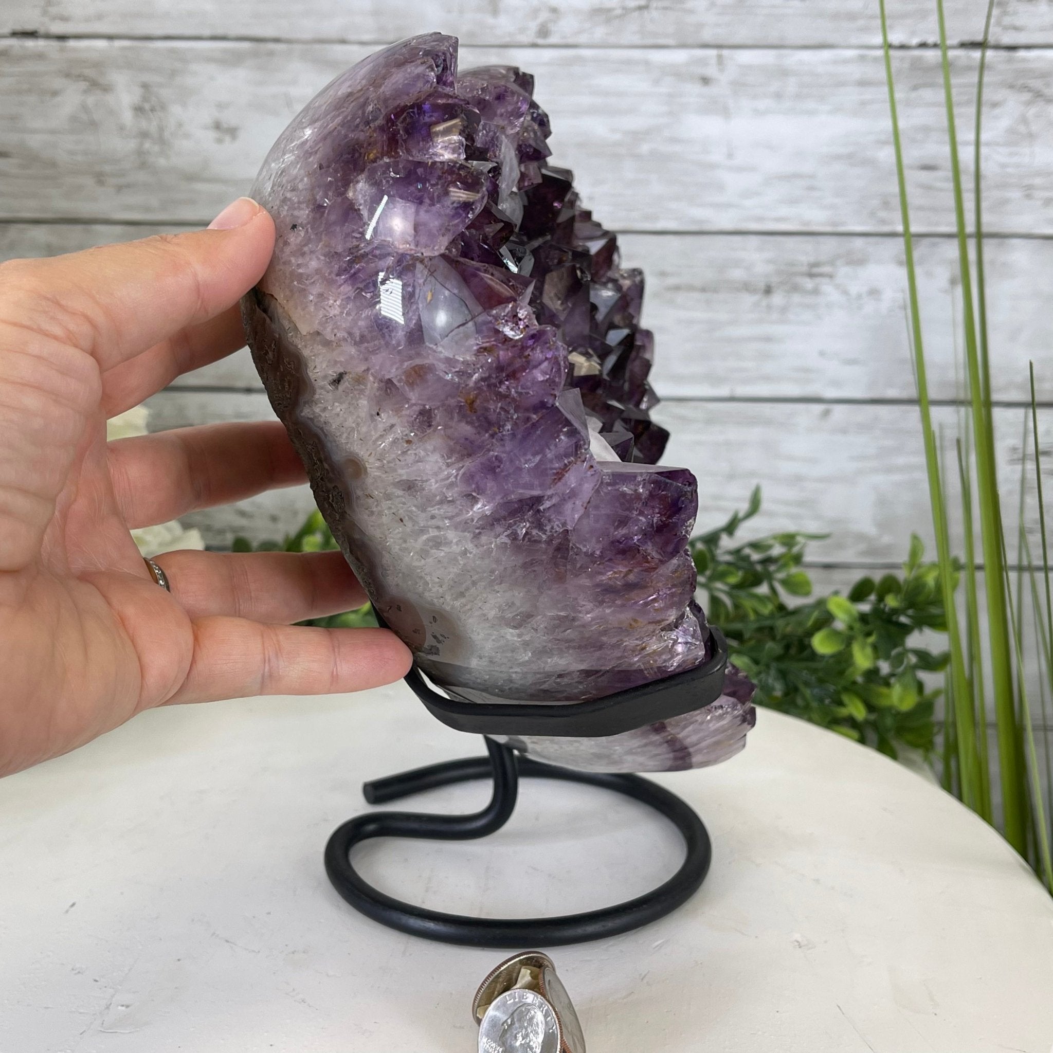 Standard Plus Quality Amethyst Heart Geode, metal stand, 11.9 lbs & 10" Tall Model #5463-0233 by Brazil Gems - Brazil GemsBrazil GemsStandard Plus Quality Amethyst Heart Geode, metal stand, 11.9 lbs & 10" Tall Model #5463-0233 by Brazil GemsHearts5463-0233