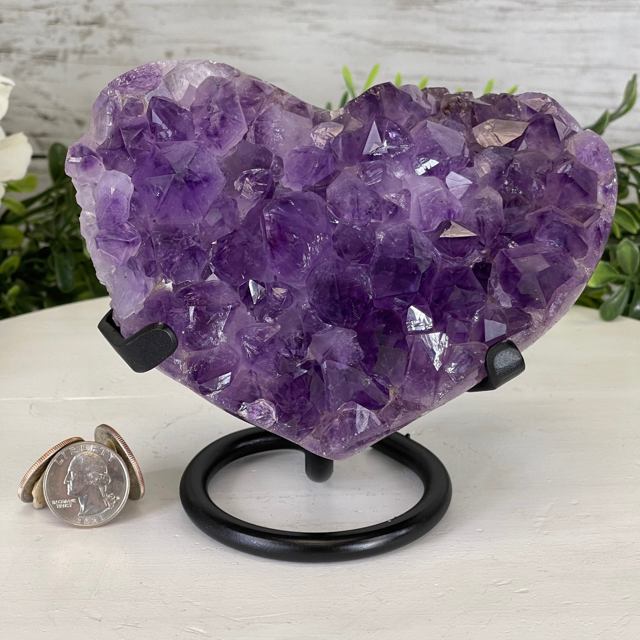 Standard Plus Quality Amethyst Heart Geode, metal stand, 2.4 lbs & 5.5" Tall Model #5463-0217 by Brazil Gems - Brazil GemsBrazil GemsStandard Plus Quality Amethyst Heart Geode, metal stand, 2.4 lbs & 5.5" Tall Model #5463-0217 by Brazil GemsHearts5463-0217