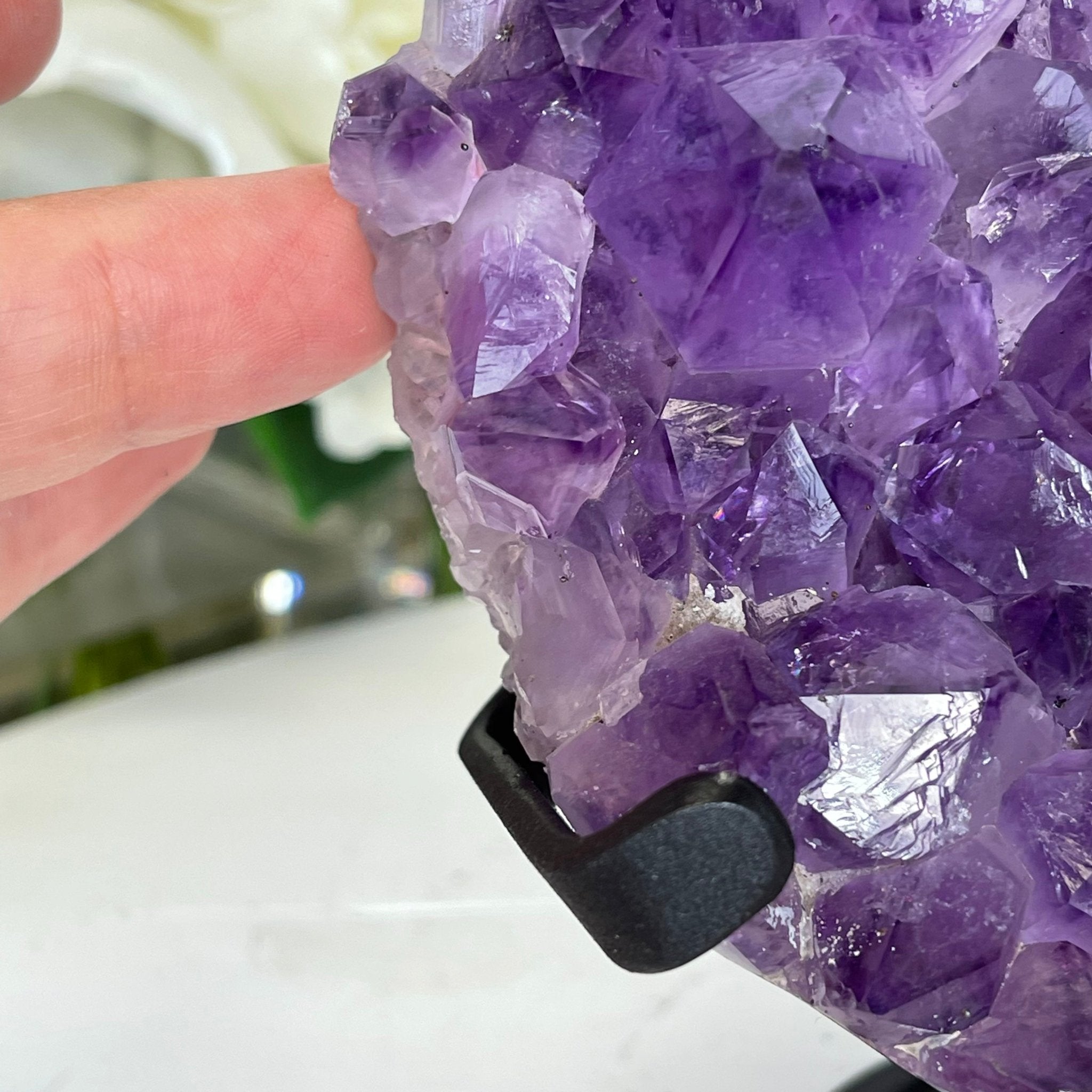 Standard Plus Quality Amethyst Heart Geode, metal stand, 2.4 lbs & 5.5" Tall Model #5463-0217 by Brazil Gems - Brazil GemsBrazil GemsStandard Plus Quality Amethyst Heart Geode, metal stand, 2.4 lbs & 5.5" Tall Model #5463-0217 by Brazil GemsHearts5463-0217