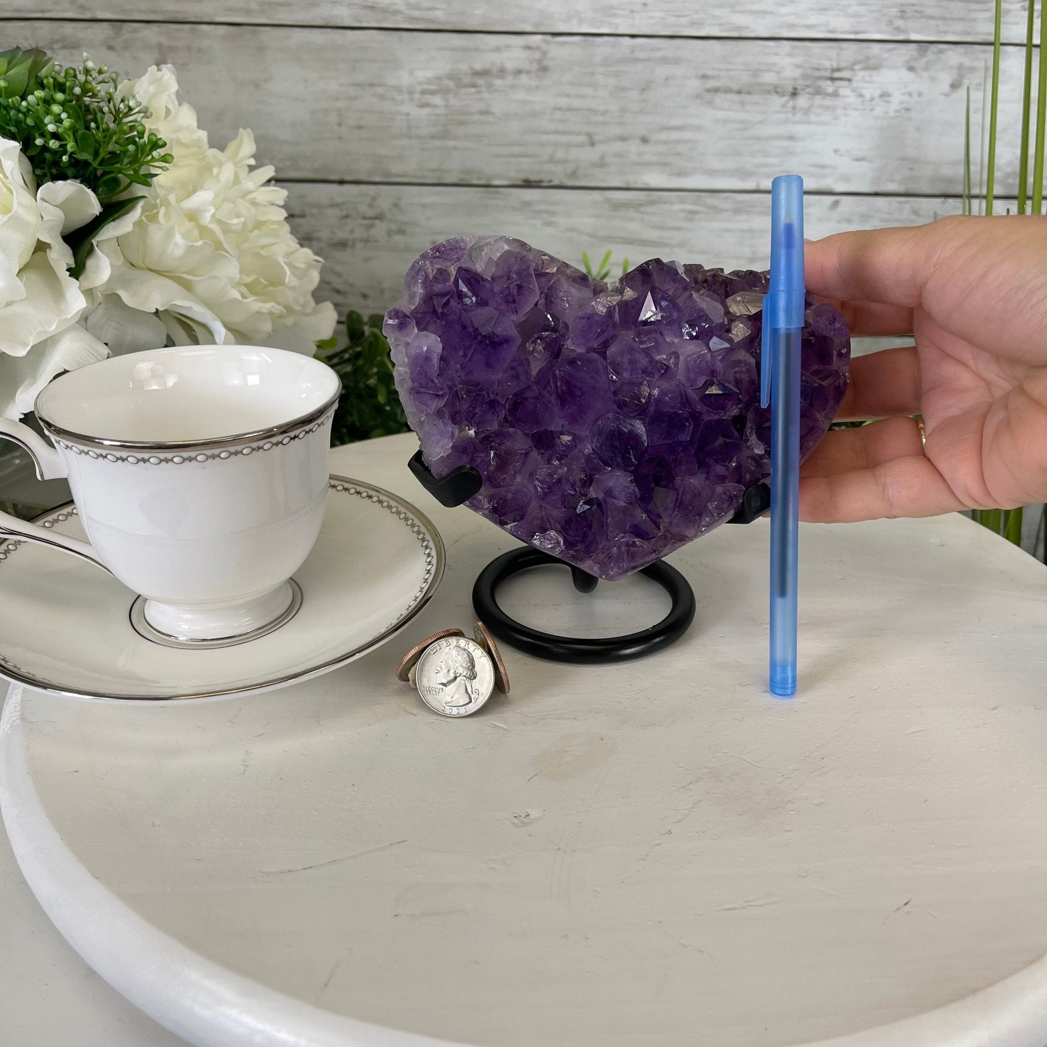 Standard Plus Quality Amethyst Heart Geode, metal stand, 2.4 lbs & 5.5" Tall Model #5463-0217 by Brazil Gems - Brazil GemsBrazil GemsStandard Plus Quality Amethyst Heart Geode, metal stand, 2.4 lbs & 5.5" Tall Model #5463-0217 by Brazil GemsHearts5463-0217