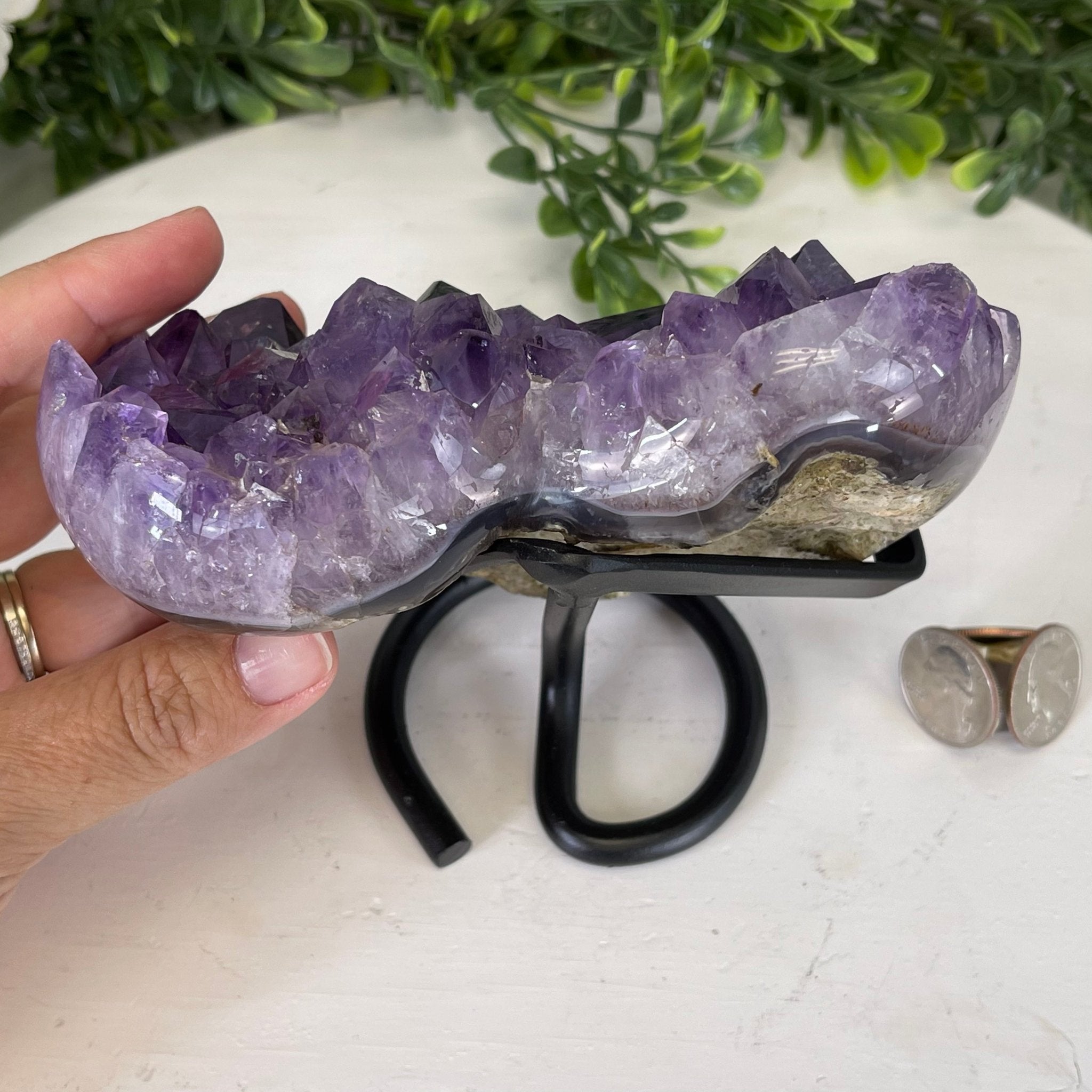 Standard Plus Quality Amethyst Heart Geode, metal stand, 2.4 lbs & 5.5" Tall Model #5463-0217 by Brazil Gems - Brazil GemsBrazil GemsStandard Plus Quality Amethyst Heart Geode, metal stand, 2.4 lbs & 5.5" Tall Model #5463-0217 by Brazil GemsHearts5463-0217