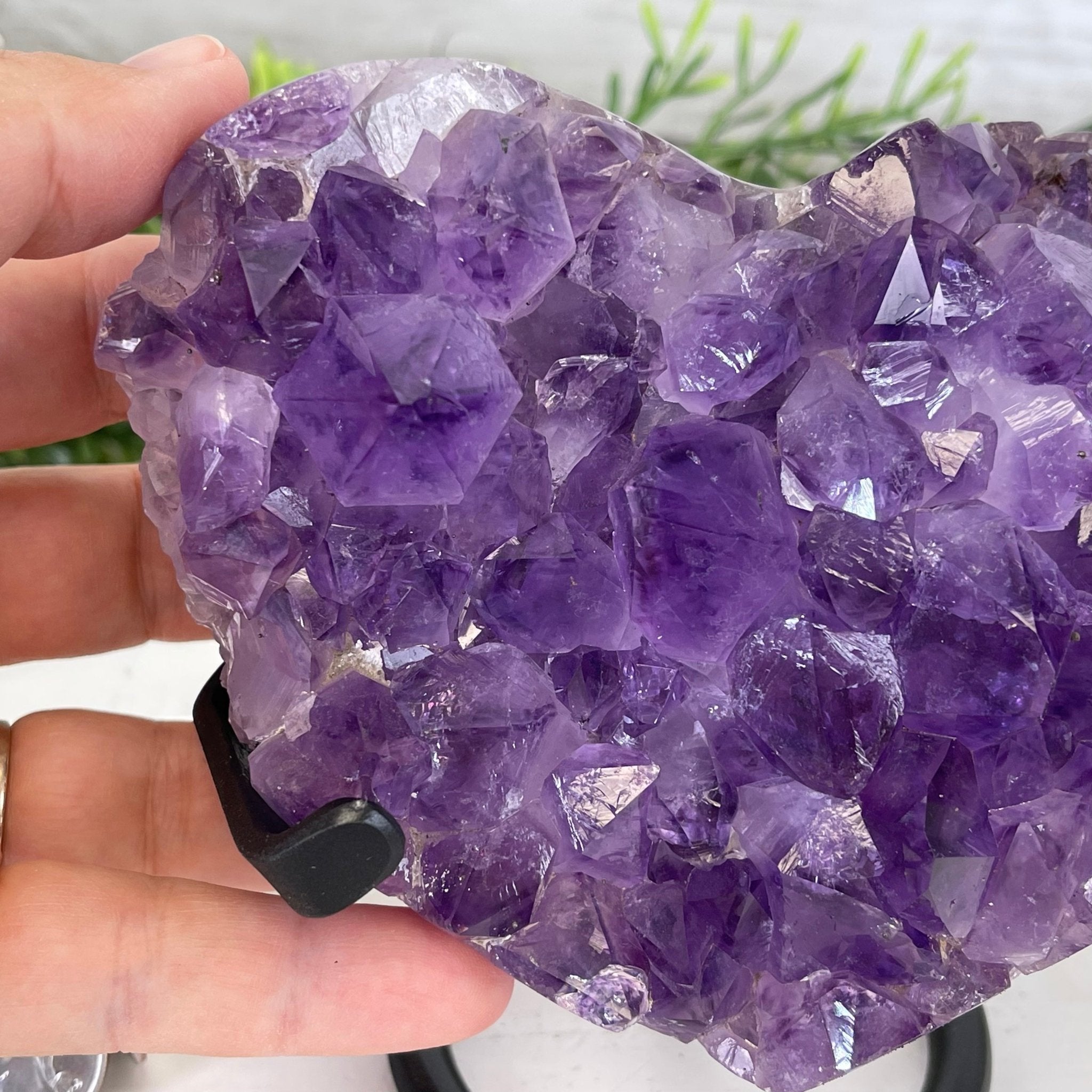 Standard Plus Quality Amethyst Heart Geode, metal stand, 2.4 lbs & 5.5" Tall Model #5463-0217 by Brazil Gems - Brazil GemsBrazil GemsStandard Plus Quality Amethyst Heart Geode, metal stand, 2.4 lbs & 5.5" Tall Model #5463-0217 by Brazil GemsHearts5463-0217