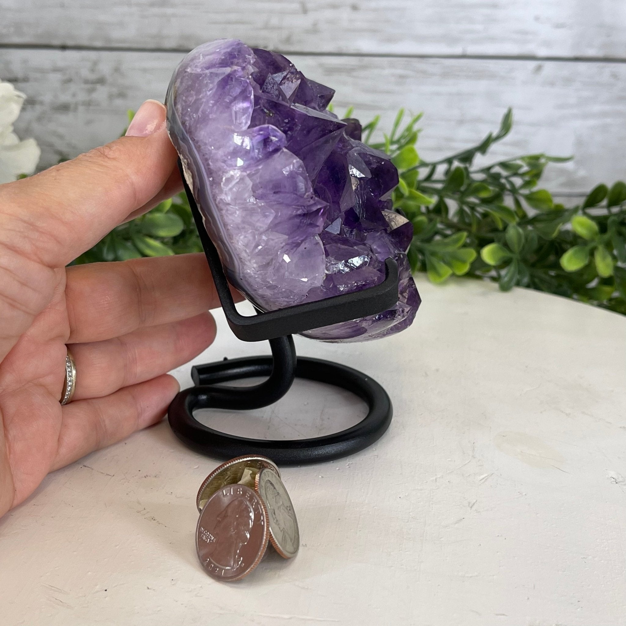 Standard Plus Quality Amethyst Heart Geode, metal stand, 2.4 lbs & 5.5" Tall Model #5463-0217 by Brazil Gems - Brazil GemsBrazil GemsStandard Plus Quality Amethyst Heart Geode, metal stand, 2.4 lbs & 5.5" Tall Model #5463-0217 by Brazil GemsHearts5463-0217