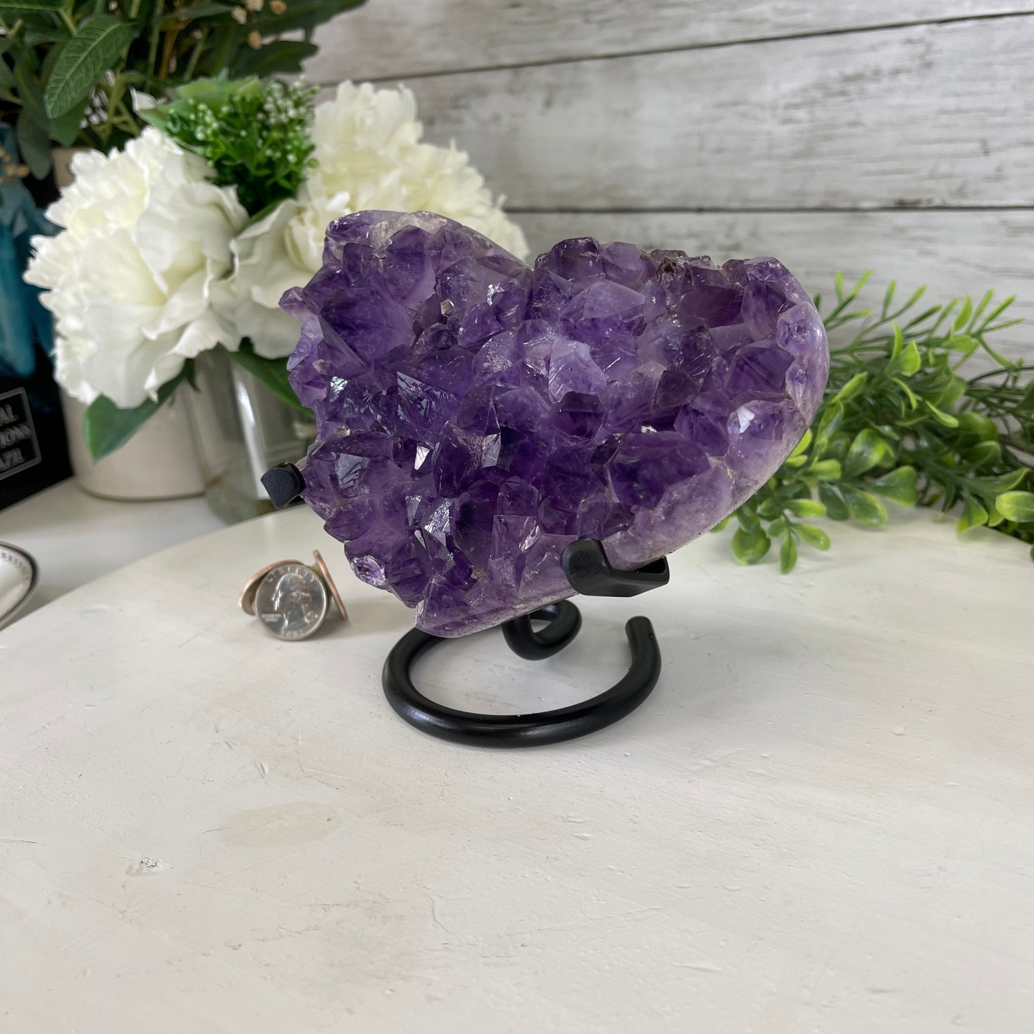 Standard Plus Quality Amethyst Heart Geode, metal stand, 2.4 lbs & 5.5" Tall Model #5463-0217 by Brazil Gems - Brazil GemsBrazil GemsStandard Plus Quality Amethyst Heart Geode, metal stand, 2.4 lbs & 5.5" Tall Model #5463-0217 by Brazil GemsHearts5463-0217