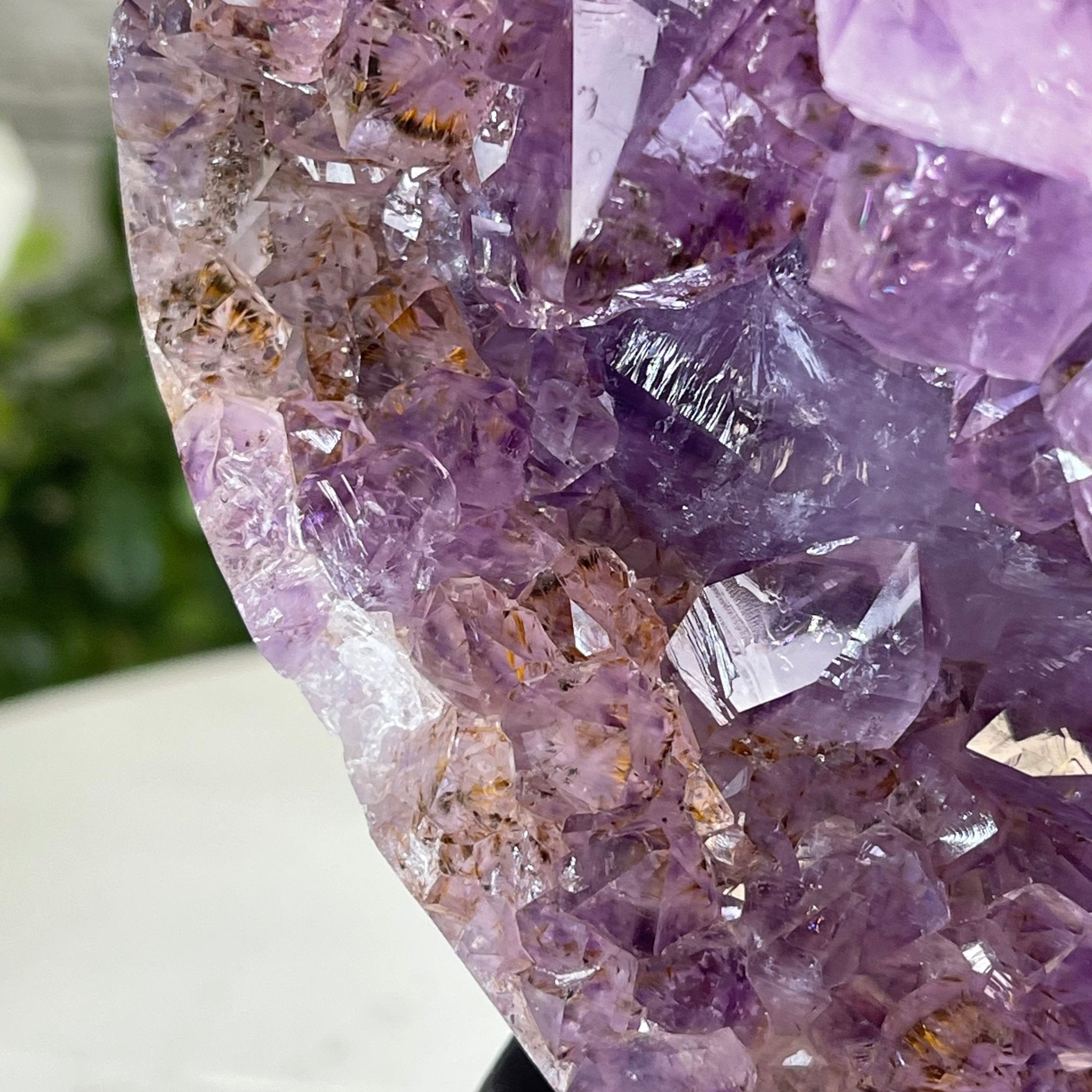 Standard Plus Quality Amethyst Heart Geode, metal stand, 3.1 lbs & 6.75" Tall Model #5463-0222 by Brazil Gems - Brazil GemsBrazil GemsStandard Plus Quality Amethyst Heart Geode, metal stand, 3.1 lbs & 6.75" Tall Model #5463-0222 by Brazil GemsHearts5463-0222