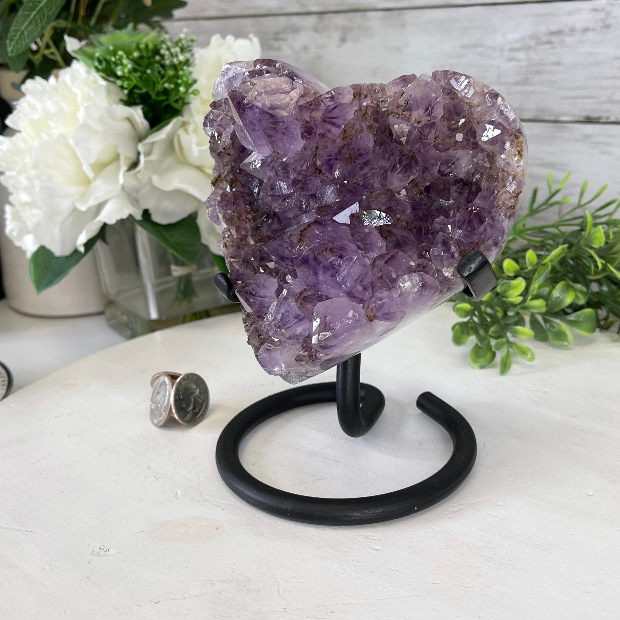 Standard Plus Quality Amethyst Heart Geode, metal stand, 3.1 lbs & 6.75" Tall Model #5463-0222 by Brazil Gems - Brazil GemsBrazil GemsStandard Plus Quality Amethyst Heart Geode, metal stand, 3.1 lbs & 6.75" Tall Model #5463-0222 by Brazil GemsHearts5463-0222
