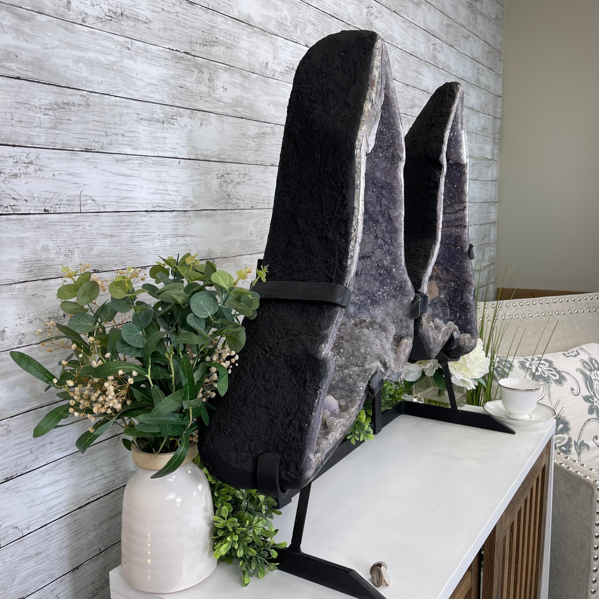 Standard Plus Quality Amethyst Wings on a Metal Stand, 88.2 lbs, 27.5" Tall #5493-0016 - Brazil GemsBrazil GemsStandard Plus Quality Amethyst Wings on a Metal Stand, 88.2 lbs, 27.5" Tall #5493-0016Amethyst Butterfly Wings5493-0016