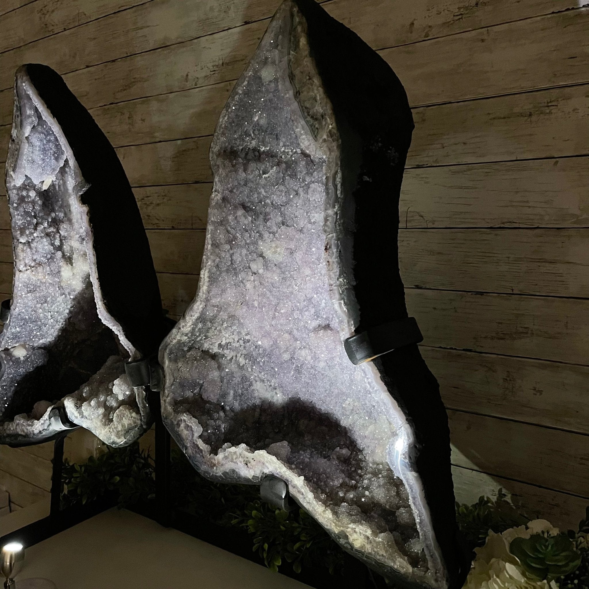 Standard Plus Quality Amethyst Wings on a Metal Stand, 88.2 lbs, 27.5" Tall #5493-0016 - Brazil GemsBrazil GemsStandard Plus Quality Amethyst Wings on a Metal Stand, 88.2 lbs, 27.5" Tall #5493-0016Amethyst Butterfly Wings5493-0016