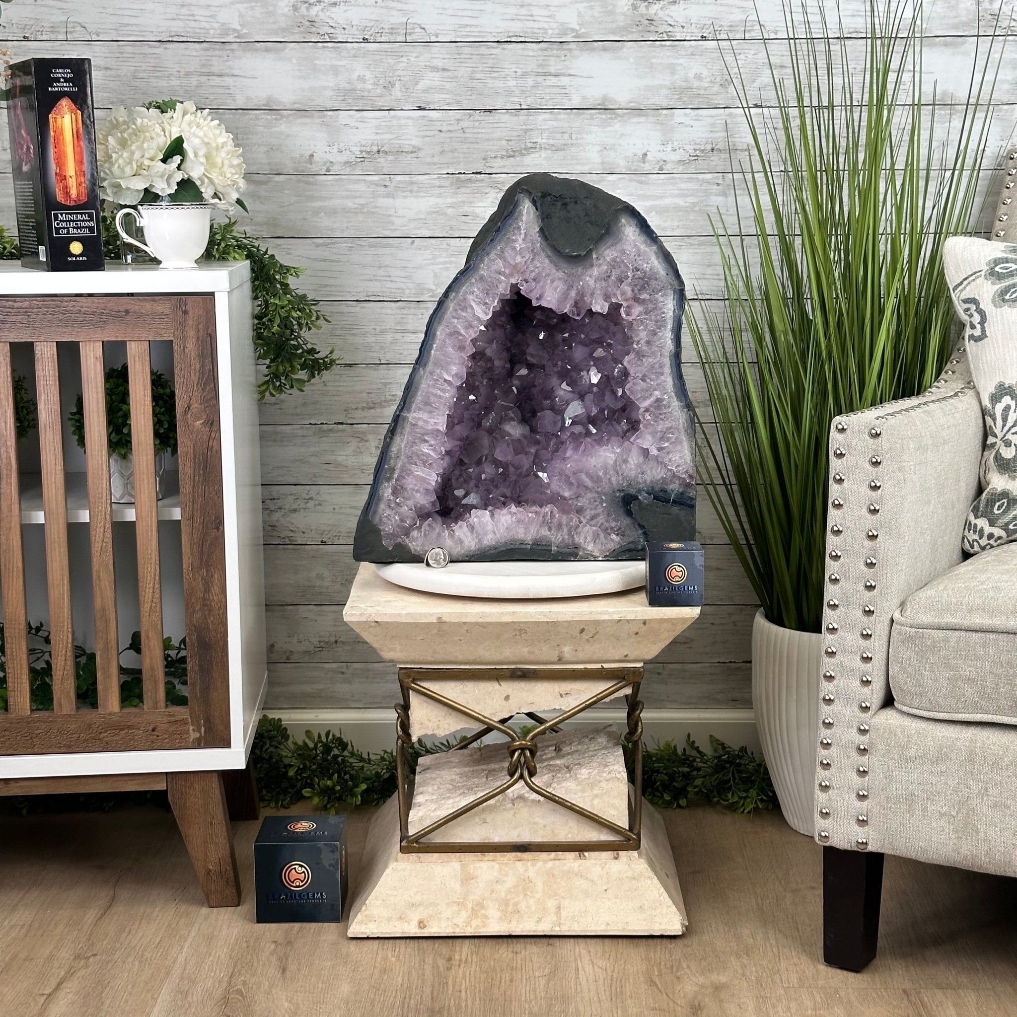 Standard Plus Quality Brazilian Amethyst Cathedral, 121.1 lbs & 18.5” tall Model #5601-0775 by Brazil Gems - Brazil GemsBrazil GemsStandard Plus Quality Brazilian Amethyst Cathedral, 121.1 lbs & 18.5” tall Model #5601-0775 by Brazil GemsCathedrals5601-0775