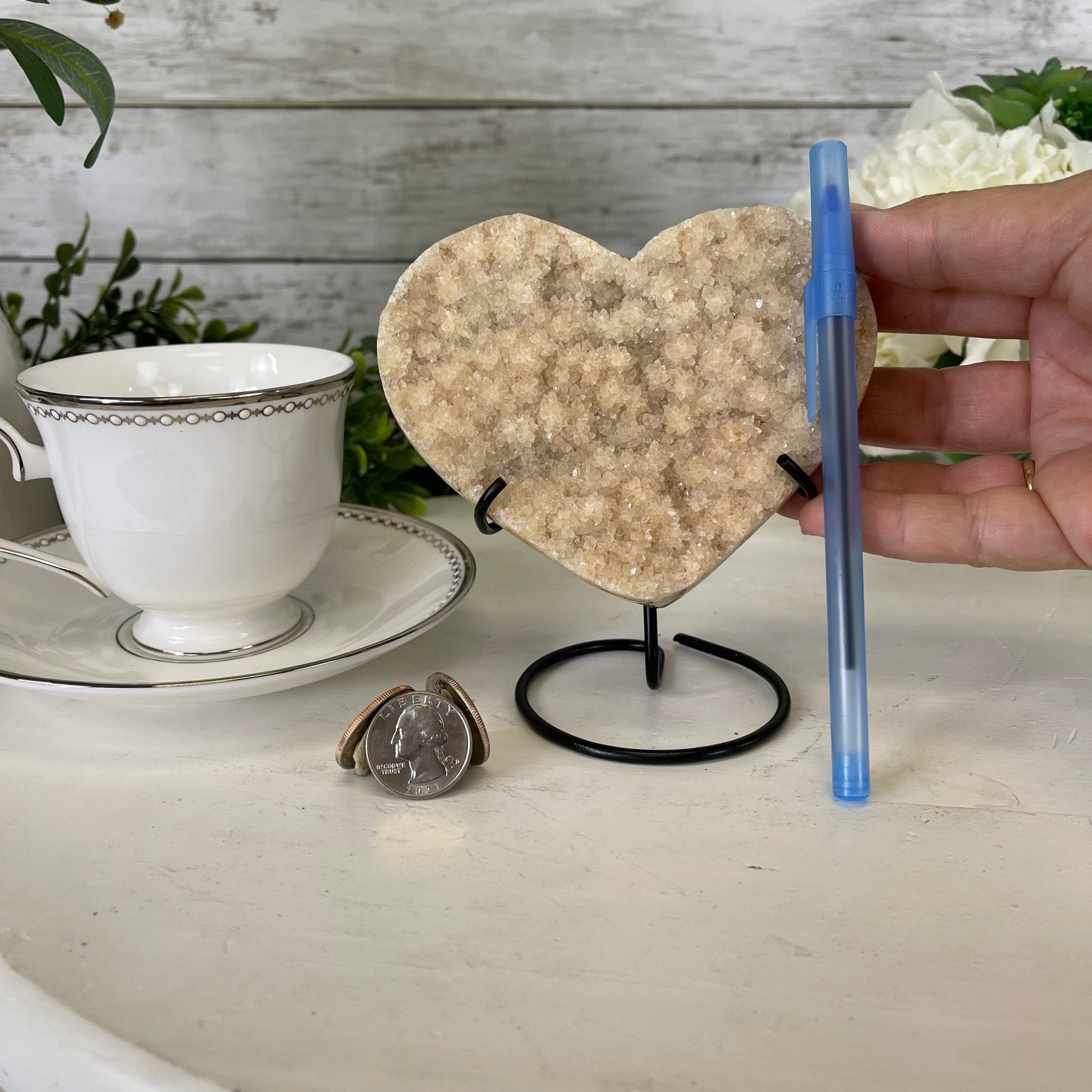 Standard Plus Quality Citrine Heart Geode, metal stand, 1 lbs & 5" Tall Model #5465-0015 by Brazil Gems - Brazil GemsBrazil GemsStandard Plus Quality Citrine Heart Geode, metal stand, 1 lbs & 5" Tall Model #5465-0015 by Brazil GemsHearts5465-0015