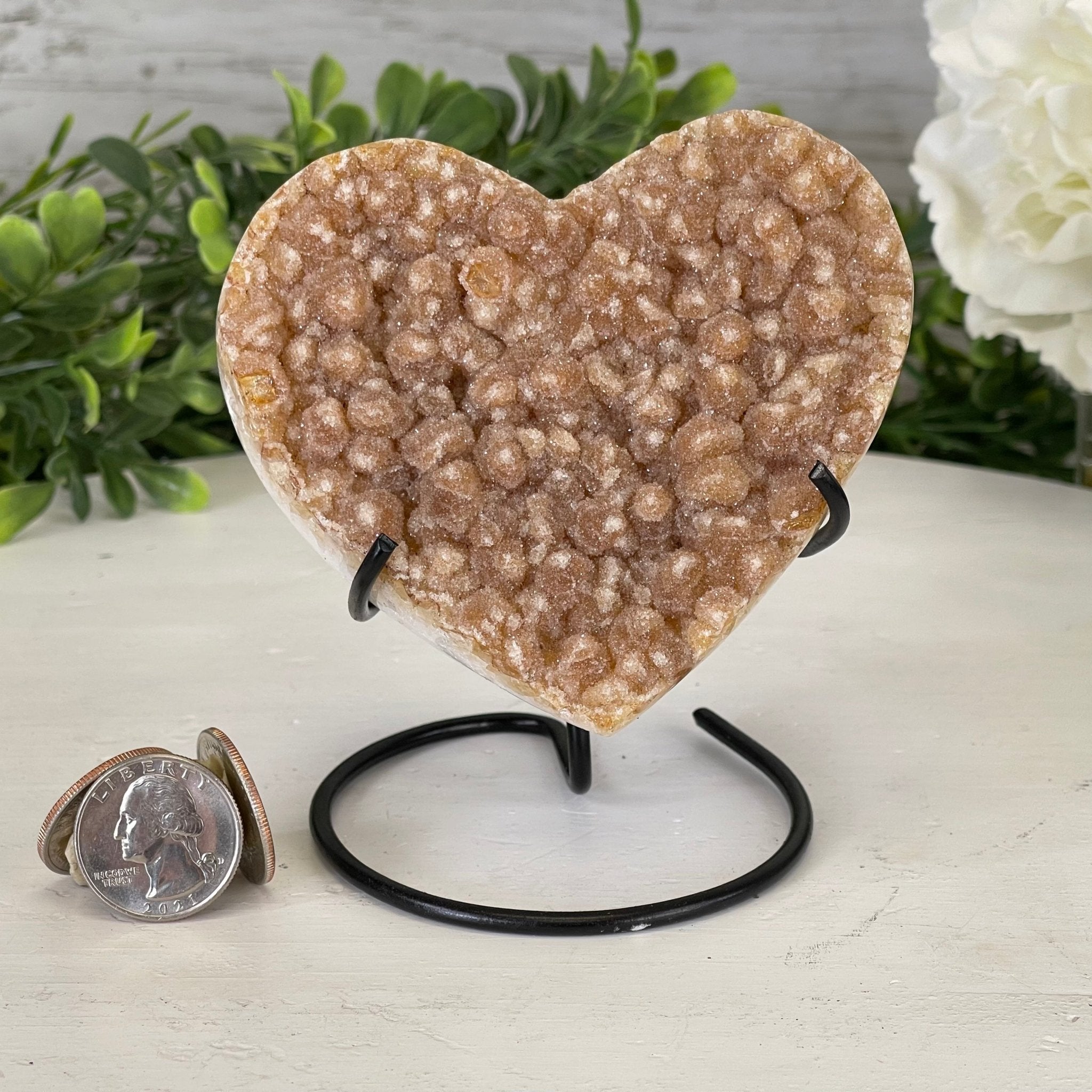 Standard Plus Quality Citrine Heart Geode, metal stand, 1.1 lbs & 4.5" Tall Model #5465-0018 by Brazil Gems - Brazil GemsBrazil GemsStandard Plus Quality Citrine Heart Geode, metal stand, 1.1 lbs & 4.5" Tall Model #5465-0018 by Brazil GemsHearts5465-0018
