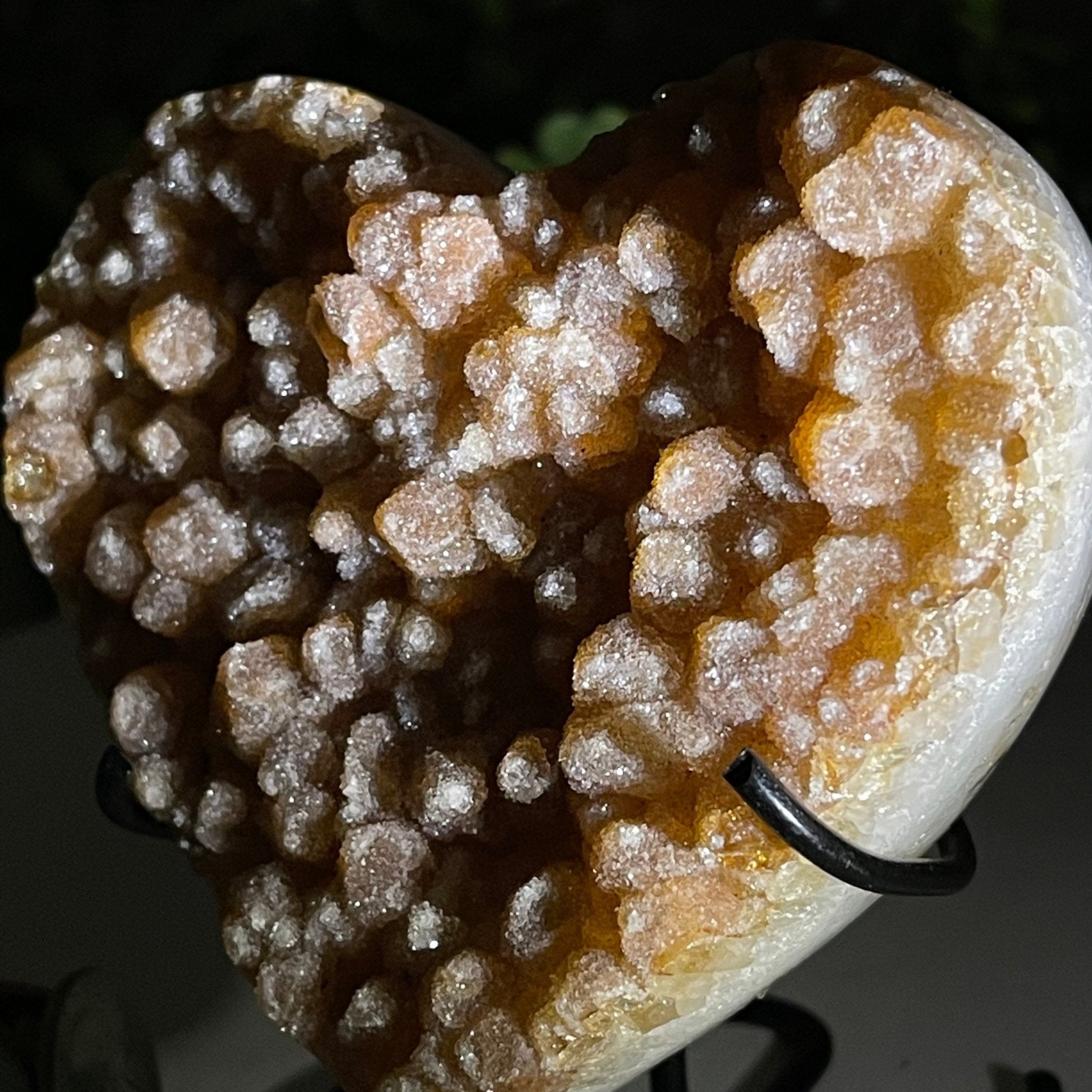 Standard Plus Quality Citrine Heart Geode, metal stand, 1.1 lbs & 4.5" Tall Model #5465-0018 by Brazil Gems - Brazil GemsBrazil GemsStandard Plus Quality Citrine Heart Geode, metal stand, 1.1 lbs & 4.5" Tall Model #5465-0018 by Brazil GemsHearts5465-0018