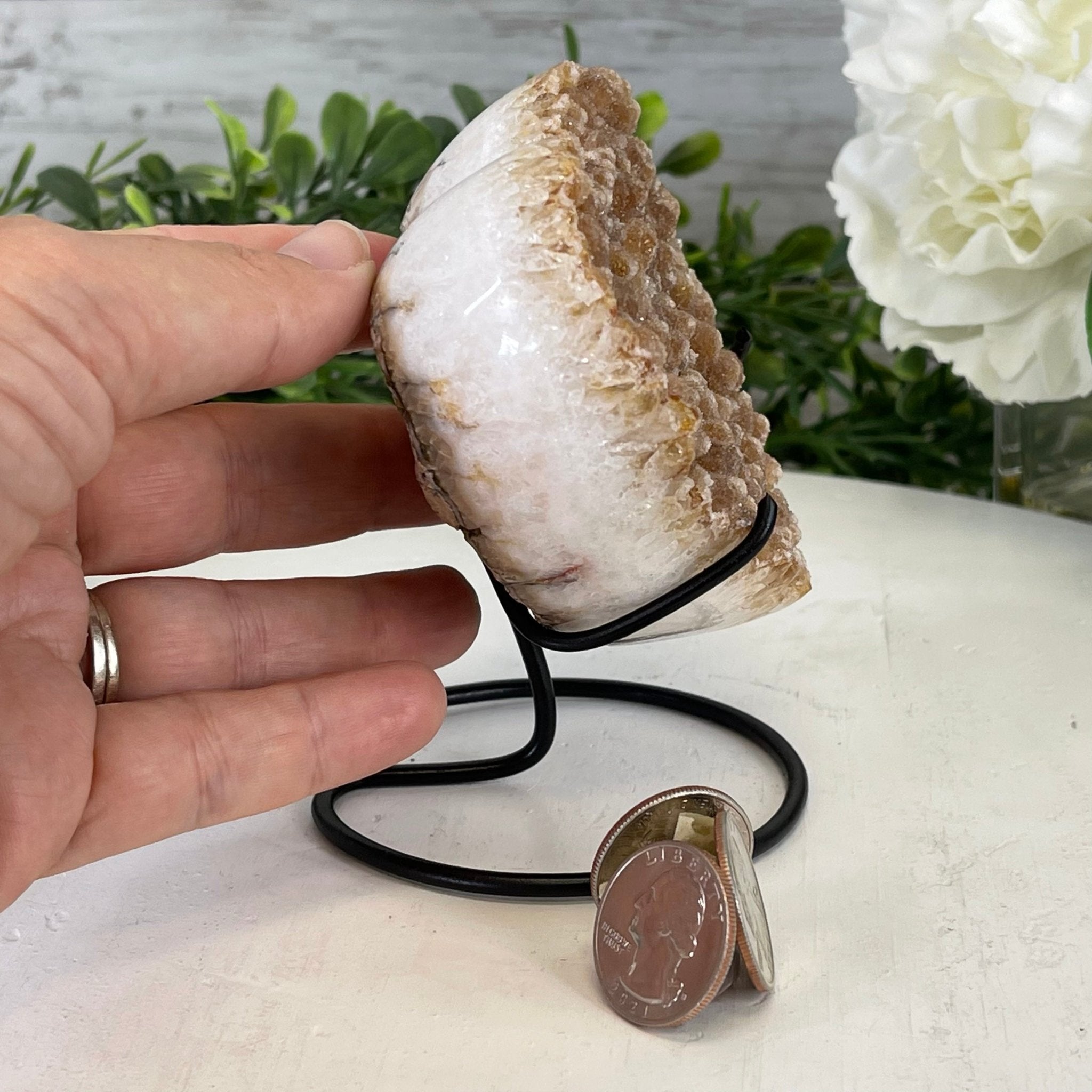 Standard Plus Quality Citrine Heart Geode, metal stand, 1.1 lbs & 4.5" Tall Model #5465-0018 by Brazil Gems - Brazil GemsBrazil GemsStandard Plus Quality Citrine Heart Geode, metal stand, 1.1 lbs & 4.5" Tall Model #5465-0018 by Brazil GemsHearts5465-0018