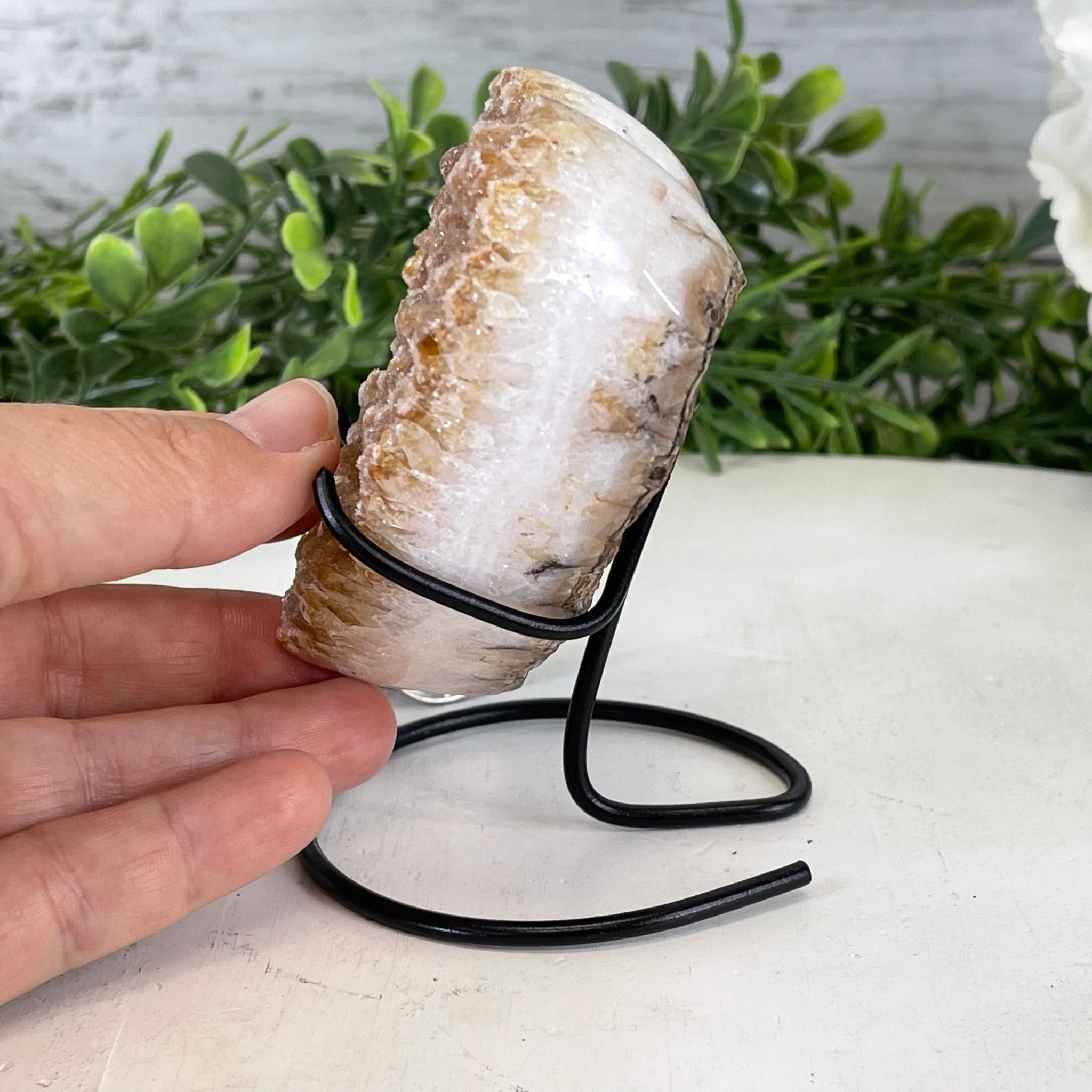 Standard Plus Quality Citrine Heart Geode, metal stand, 1.1 lbs & 4.5" Tall Model #5465-0018 by Brazil Gems - Brazil GemsBrazil GemsStandard Plus Quality Citrine Heart Geode, metal stand, 1.1 lbs & 4.5" Tall Model #5465-0018 by Brazil GemsHearts5465-0018