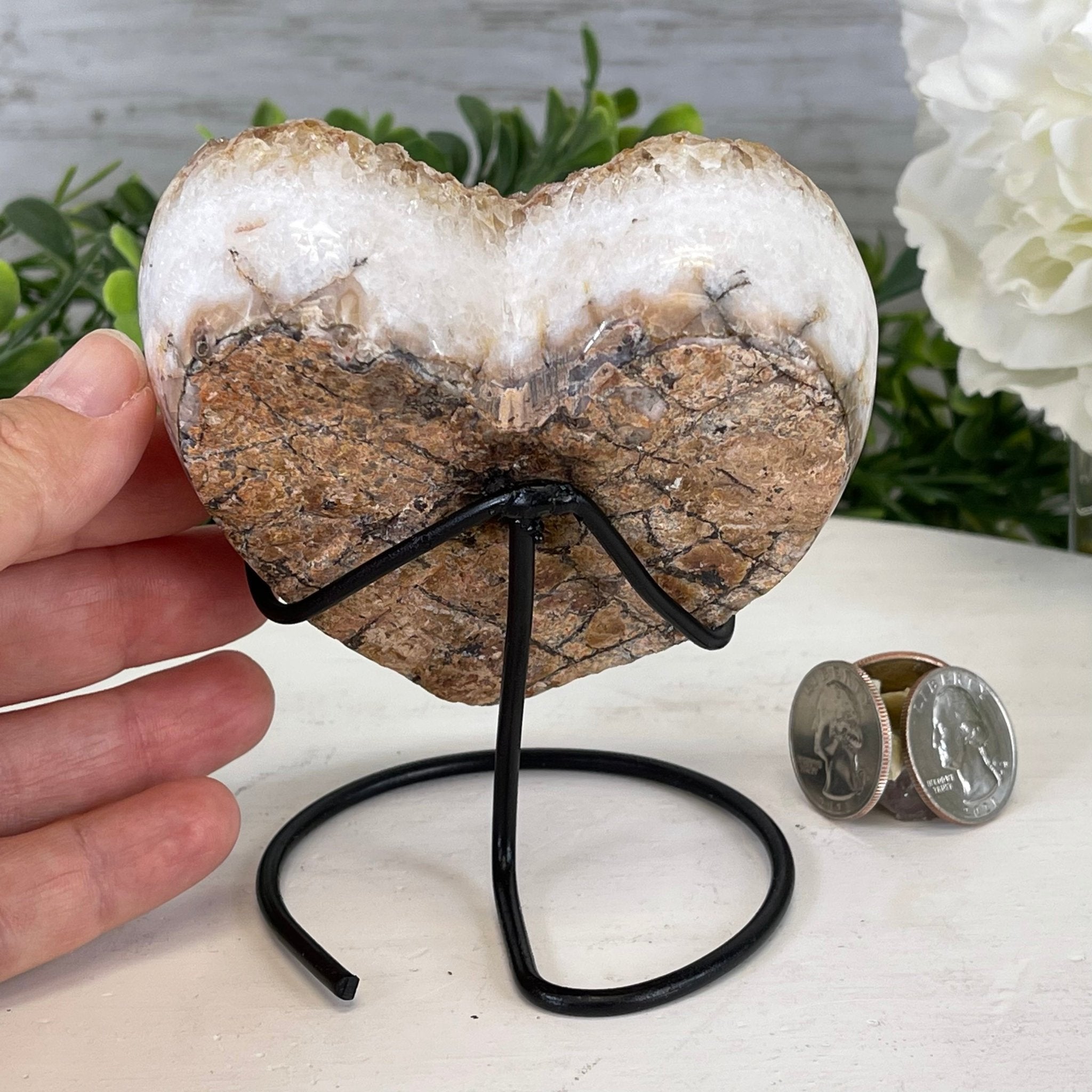 Standard Plus Quality Citrine Heart Geode, metal stand, 1.1 lbs & 4.5" Tall Model #5465-0018 by Brazil Gems - Brazil GemsBrazil GemsStandard Plus Quality Citrine Heart Geode, metal stand, 1.1 lbs & 4.5" Tall Model #5465-0018 by Brazil GemsHearts5465-0018
