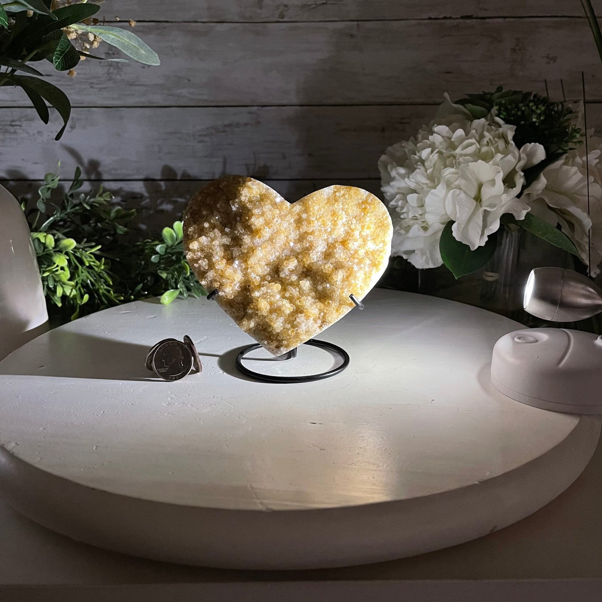 Standard Plus Quality Citrine Heart Geode, metal stand, 1.2 lbs & 5" Tall Model #5465-0021 by Brazil Gems - Brazil GemsBrazil GemsStandard Plus Quality Citrine Heart Geode, metal stand, 1.2 lbs & 5" Tall Model #5465-0021 by Brazil GemsHearts5465-0021