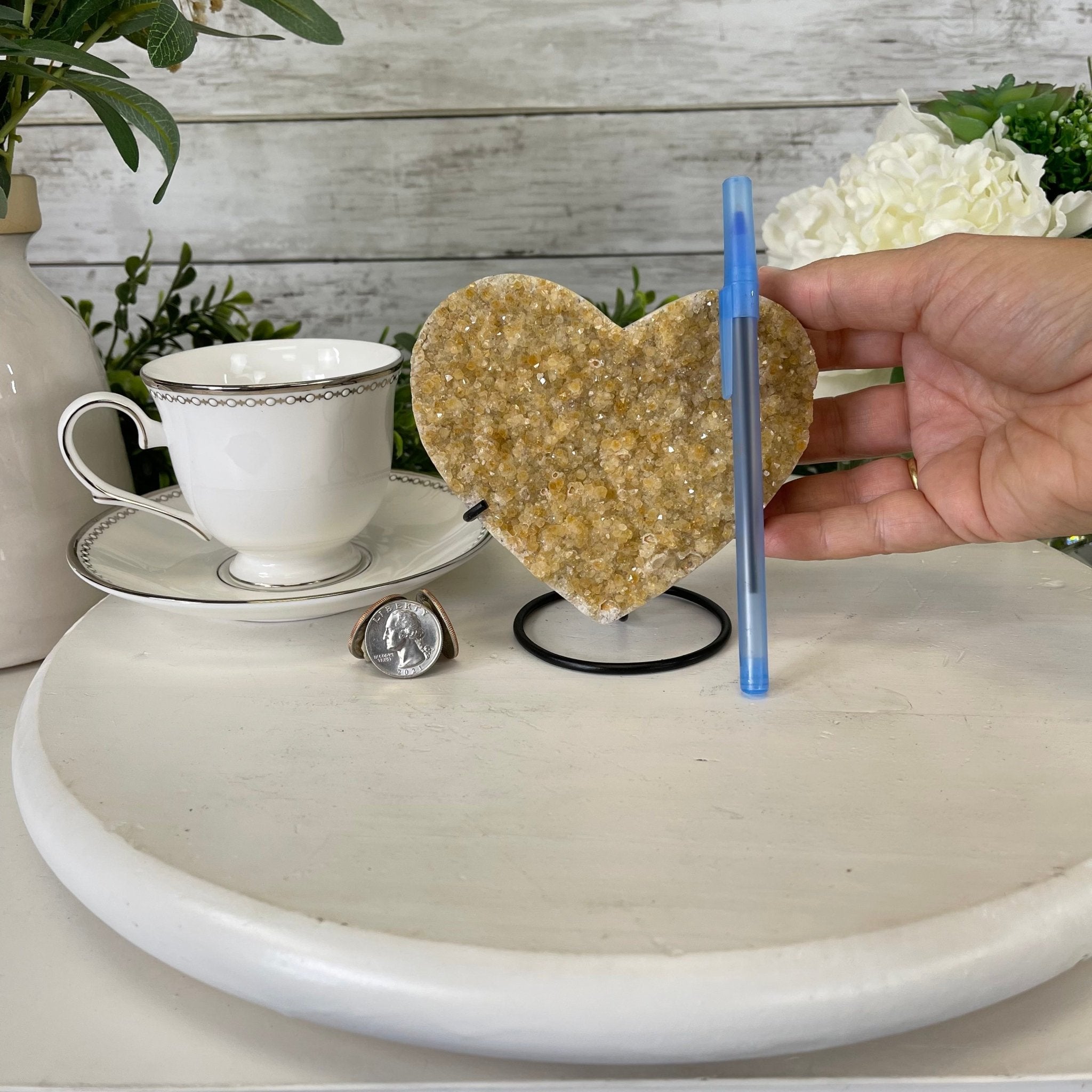 Standard Plus Quality Citrine Heart Geode, metal stand, 1.2 lbs & 5" Tall Model #5465-0021 by Brazil Gems - Brazil GemsBrazil GemsStandard Plus Quality Citrine Heart Geode, metal stand, 1.2 lbs & 5" Tall Model #5465-0021 by Brazil GemsHearts5465-0021