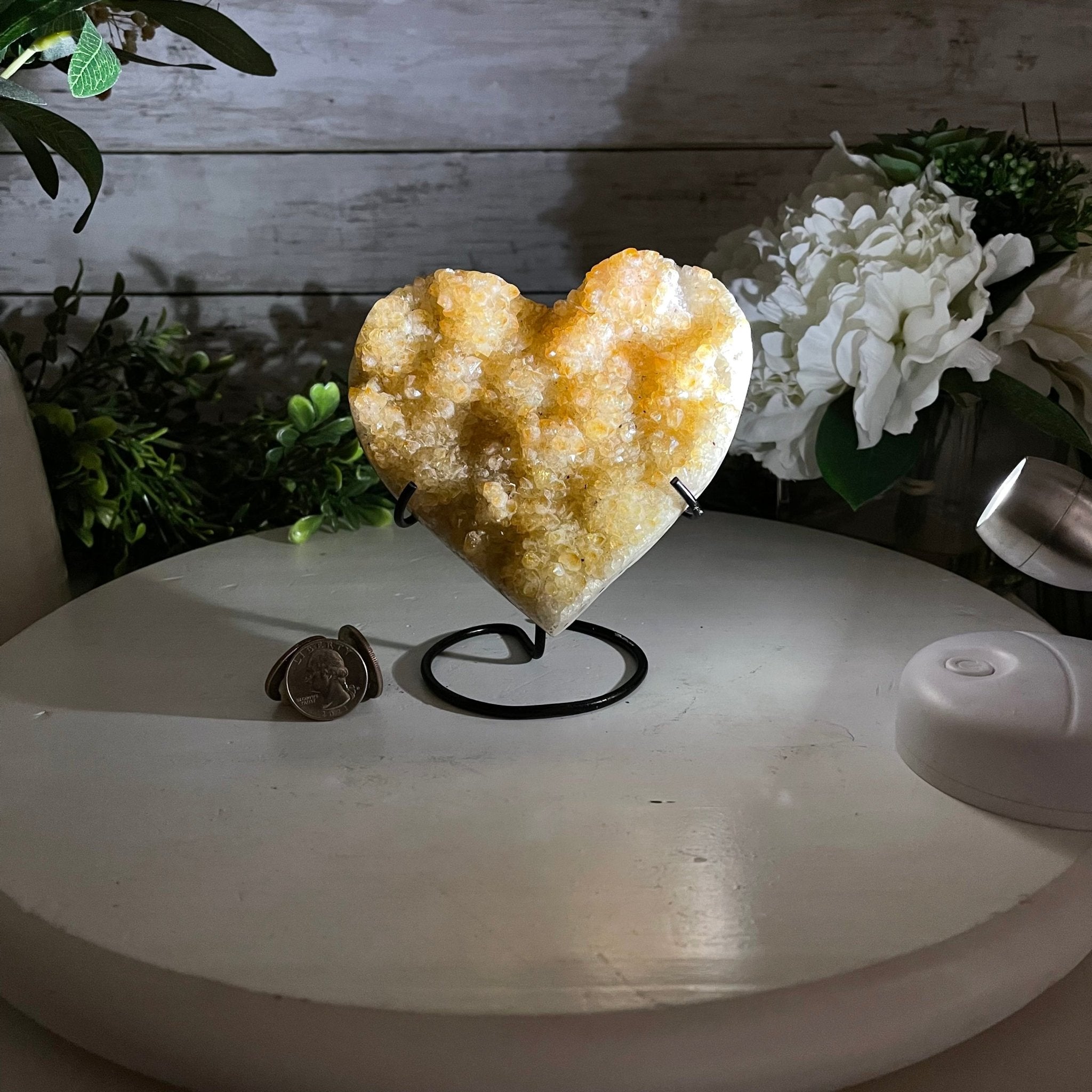 Standard Plus Quality Citrine Heart Geode, metal stand, 1.2 lbs & 5.5" Tall Model #5465-0022 by Brazil Gems - Brazil GemsBrazil GemsStandard Plus Quality Citrine Heart Geode, metal stand, 1.2 lbs & 5.5" Tall Model #5465-0022 by Brazil GemsHearts5465-0022