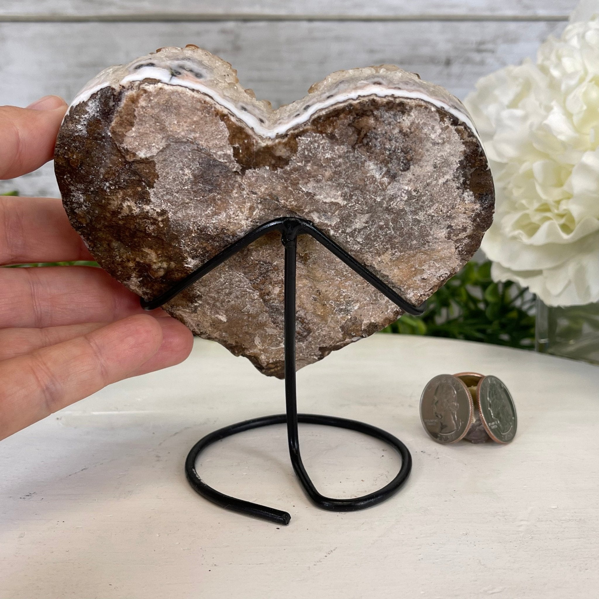Standard Plus Quality Citrine Heart Geode, metal stand, 1.2 lbs & 5.5" Tall Model #5465-0022 by Brazil Gems - Brazil GemsBrazil GemsStandard Plus Quality Citrine Heart Geode, metal stand, 1.2 lbs & 5.5" Tall Model #5465-0022 by Brazil GemsHearts5465-0022