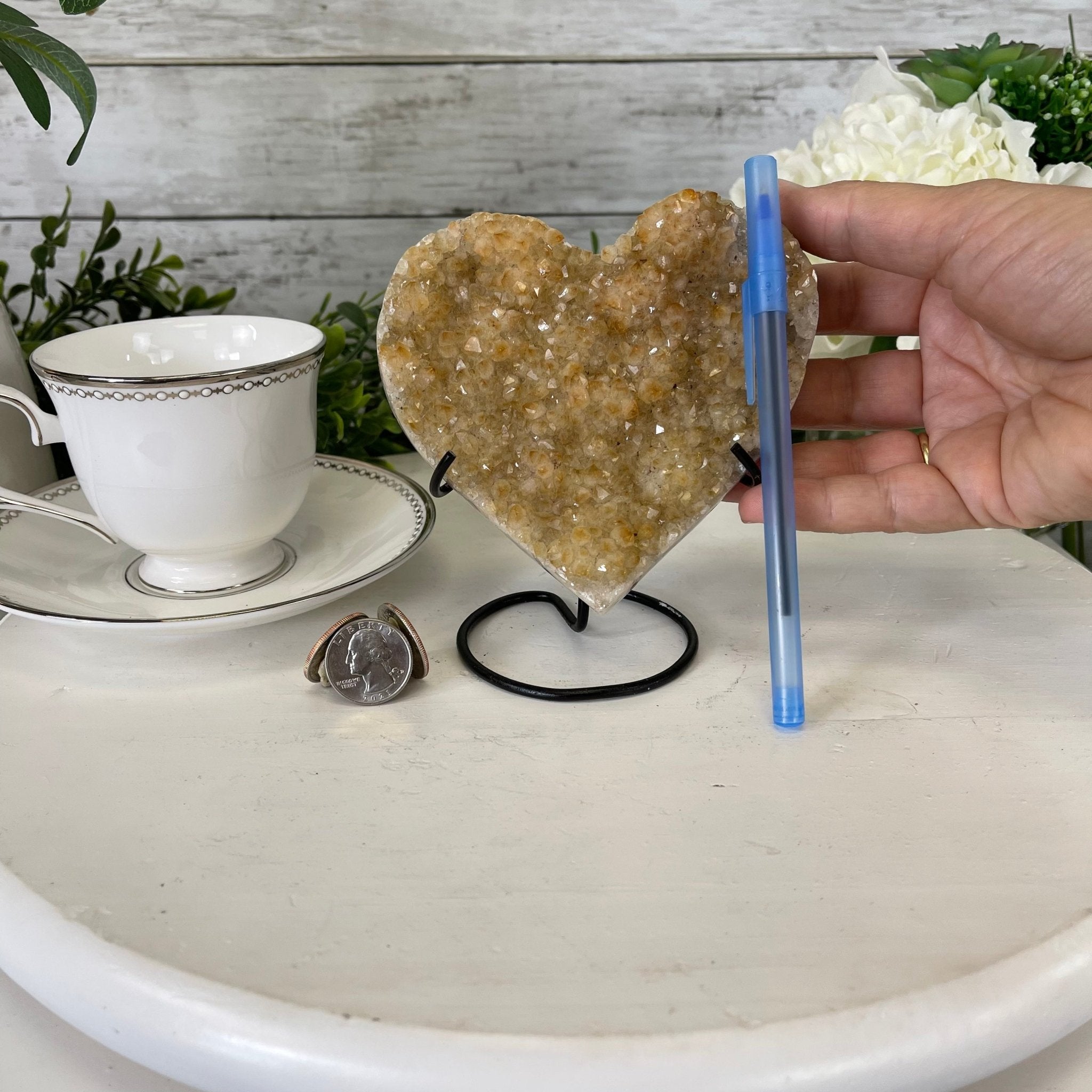 Standard Plus Quality Citrine Heart Geode, metal stand, 1.2 lbs & 5.5" Tall Model #5465-0022 by Brazil Gems - Brazil GemsBrazil GemsStandard Plus Quality Citrine Heart Geode, metal stand, 1.2 lbs & 5.5" Tall Model #5465-0022 by Brazil GemsHearts5465-0022