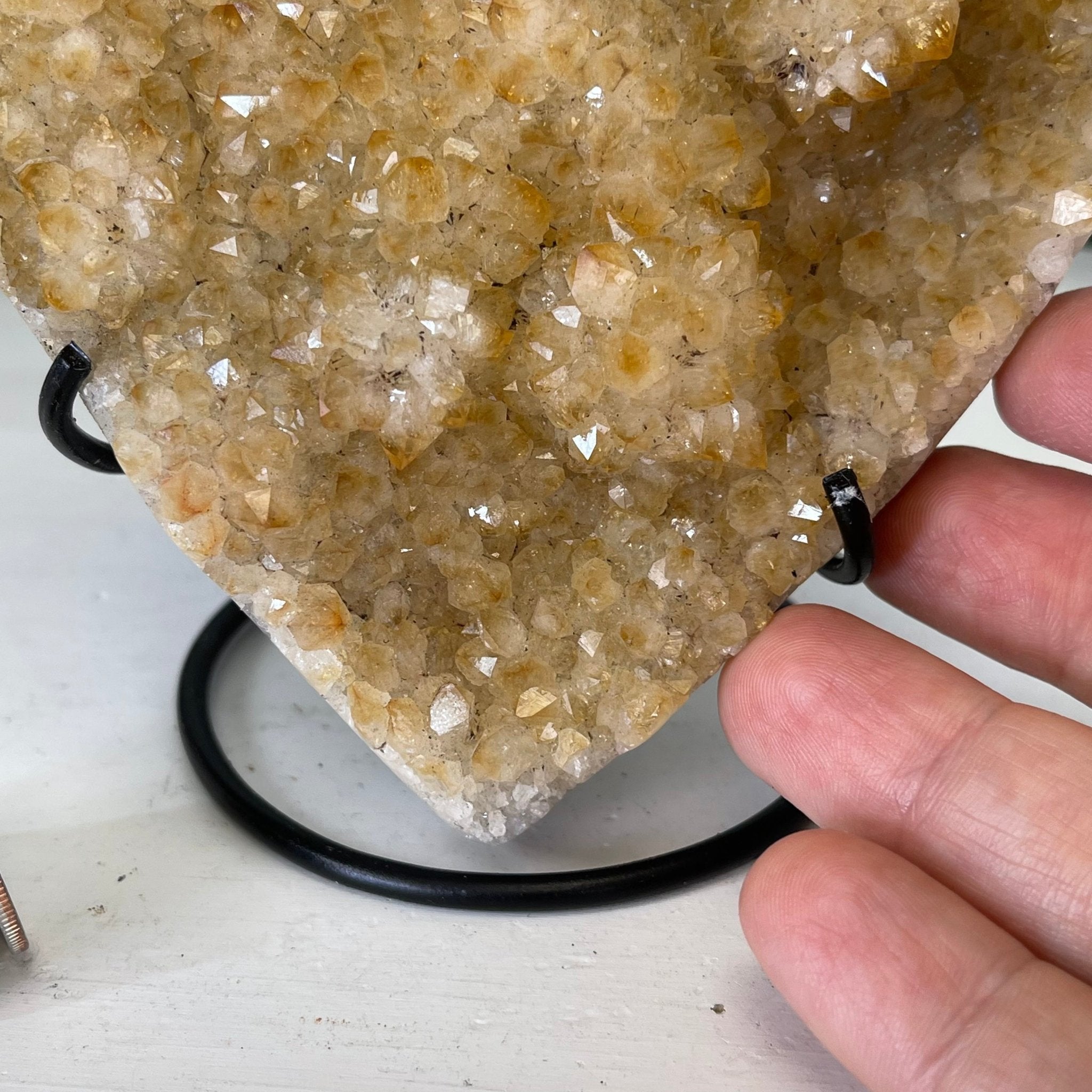 Standard Plus Quality Citrine Heart Geode, metal stand, 1.3 lbs & 5" Tall Model #5465-0023 by Brazil Gems - Brazil GemsBrazil GemsStandard Plus Quality Citrine Heart Geode, metal stand, 1.3 lbs & 5" Tall Model #5465-0023 by Brazil GemsHearts5465-0023