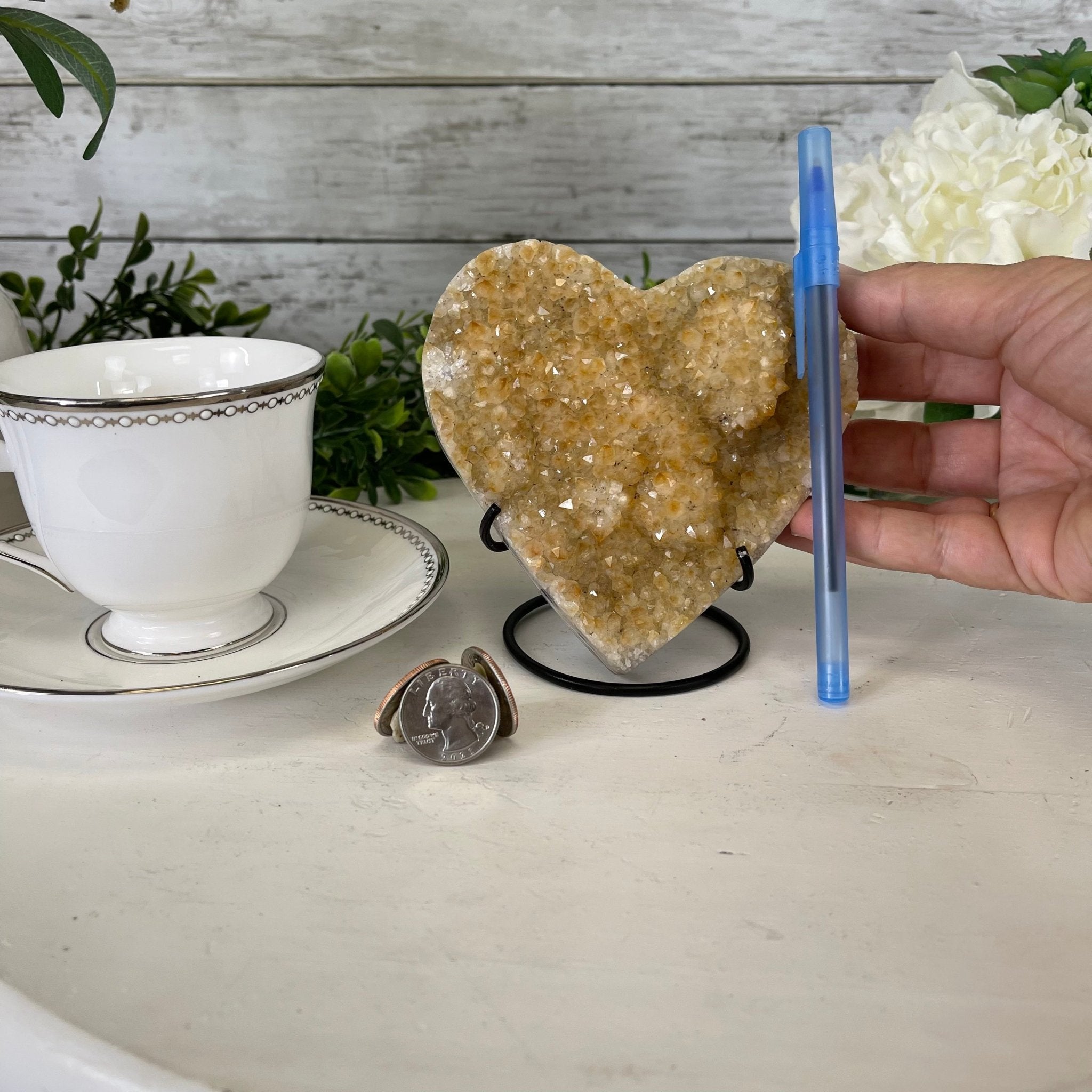 Standard Plus Quality Citrine Heart Geode, metal stand, 1.3 lbs & 5" Tall Model #5465-0023 by Brazil Gems - Brazil GemsBrazil GemsStandard Plus Quality Citrine Heart Geode, metal stand, 1.3 lbs & 5" Tall Model #5465-0023 by Brazil GemsHearts5465-0023