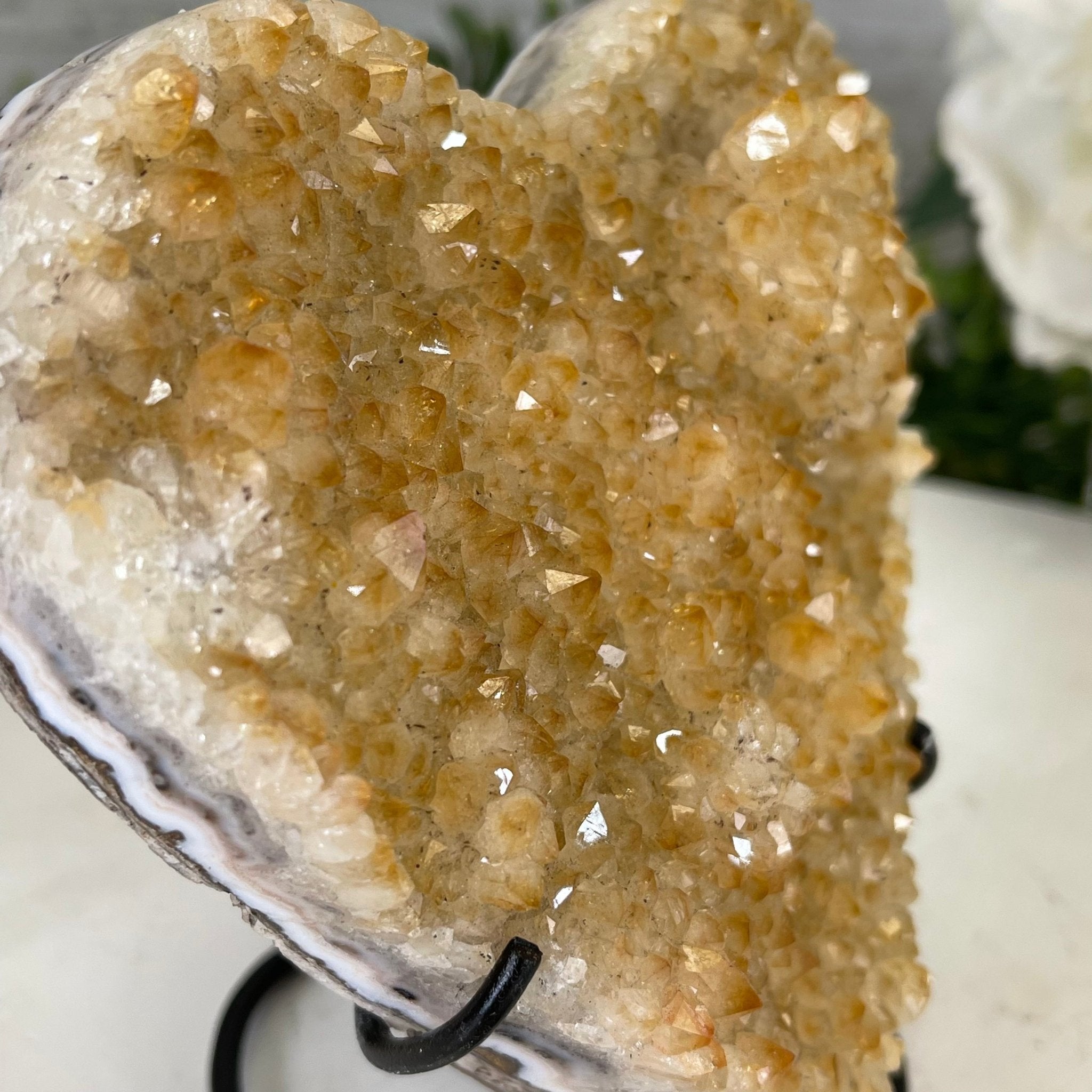 Standard Plus Quality Citrine Heart Geode, metal stand, 1.3 lbs & 5" Tall Model #5465-0023 by Brazil Gems - Brazil GemsBrazil GemsStandard Plus Quality Citrine Heart Geode, metal stand, 1.3 lbs & 5" Tall Model #5465-0023 by Brazil GemsHearts5465-0023