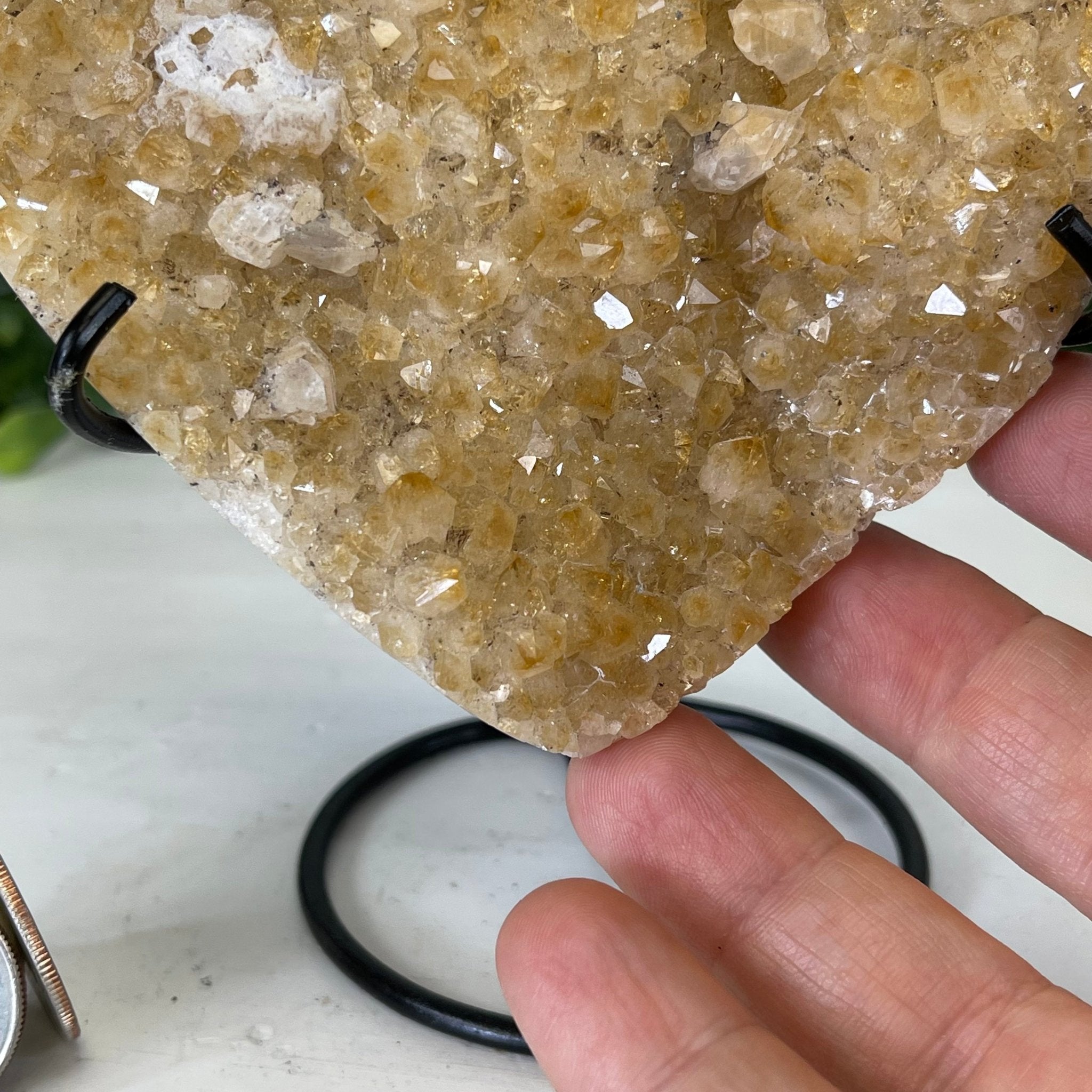 Standard Plus Quality Citrine Heart Geode, metal stand, 2.1 lbs & 6" Tall Model #5465-0034 by Brazil Gems - Brazil GemsBrazil GemsStandard Plus Quality Citrine Heart Geode, metal stand, 2.1 lbs & 6" Tall Model #5465-0034 by Brazil GemsHearts5465-0034