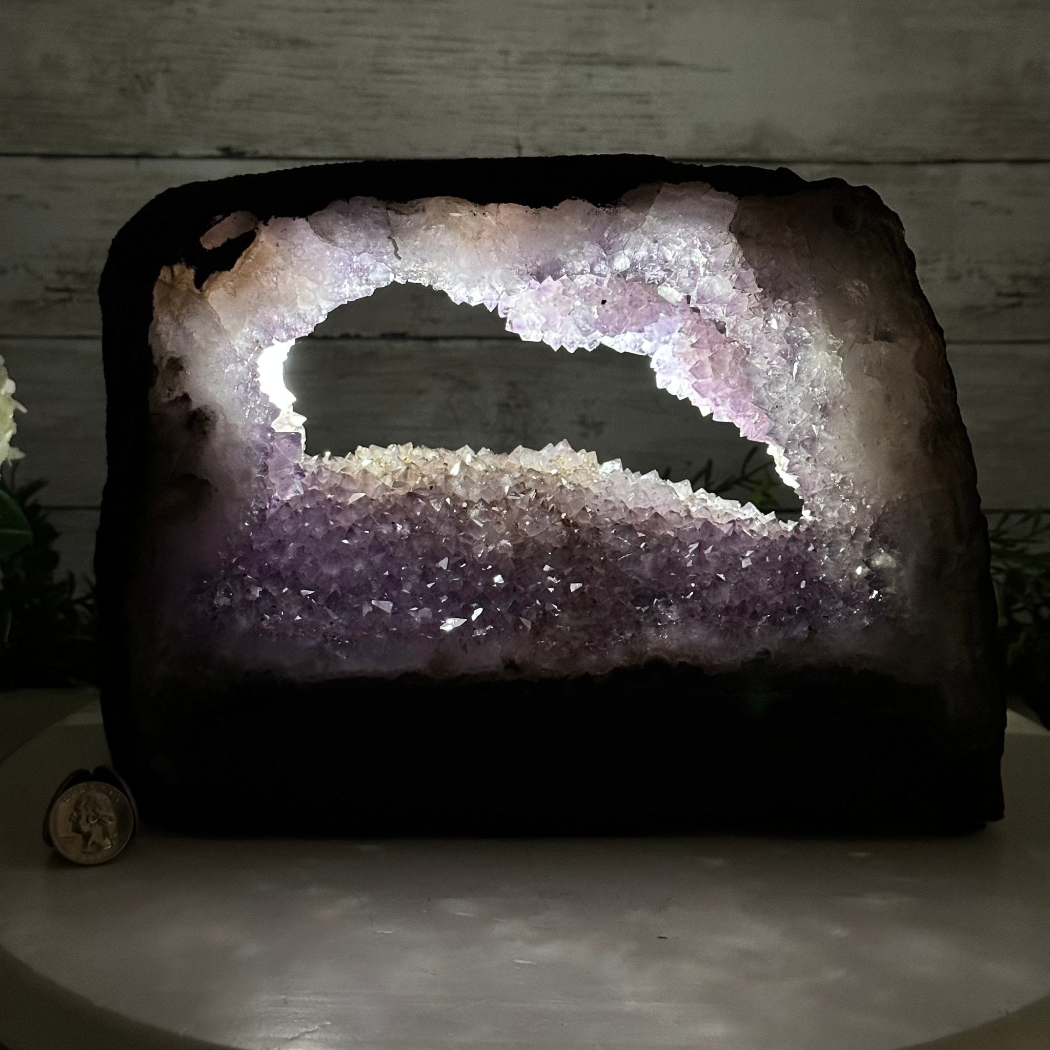 Standard Plus Quality Open 2-Sided Brazilian Amethyst Cathedral, 18.7 lbs, 7.6" tall, Model #5605-0126 by Brazil Gems - Brazil GemsBrazil GemsStandard Plus Quality Open 2-Sided Brazilian Amethyst Cathedral, 18.7 lbs, 7.6" tall, Model #5605-0126 by Brazil GemsOpen 2-Sided Cathedrals5605-0126