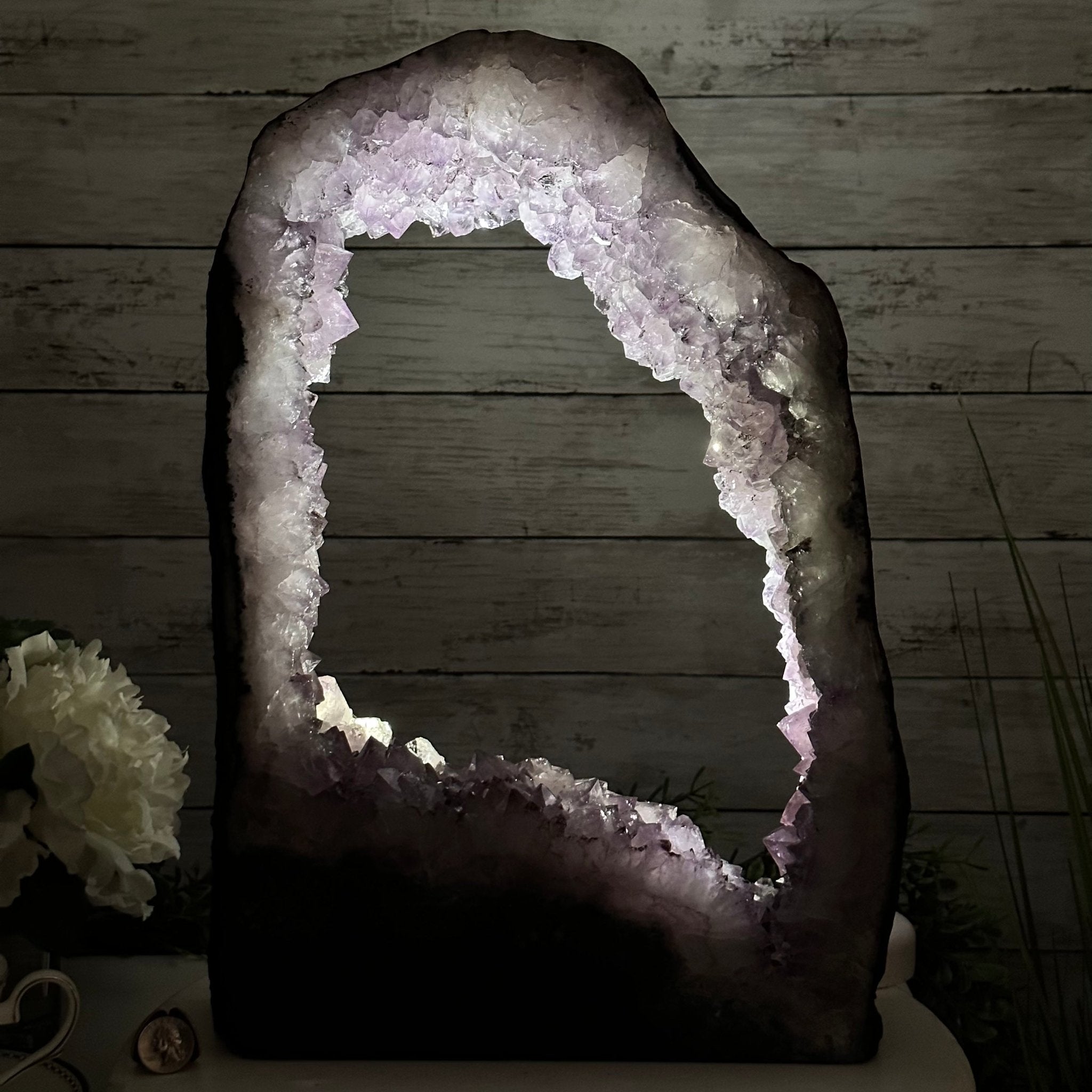 Standard Plus Quality Open 2-Sided Brazilian Amethyst Cathedral, 25.7 lbs, 17.25" tall, Model #5605-0130 by Brazil Gems - Brazil GemsBrazil GemsStandard Plus Quality Open 2-Sided Brazilian Amethyst Cathedral, 25.7 lbs, 17.25" tall, Model #5605-0130 by Brazil GemsOpen 2-Sided Cathedrals5605-0130