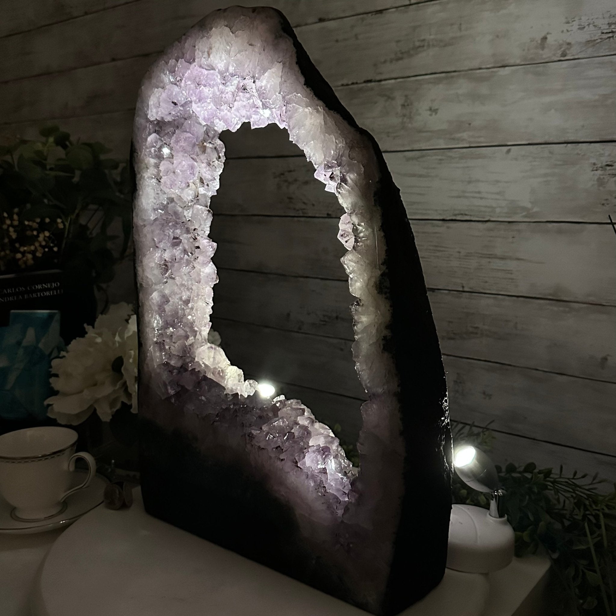 Standard Plus Quality Open 2-Sided Brazilian Amethyst Cathedral, 25.7 lbs, 17.25" tall, Model #5605-0130 by Brazil Gems - Brazil GemsBrazil GemsStandard Plus Quality Open 2-Sided Brazilian Amethyst Cathedral, 25.7 lbs, 17.25" tall, Model #5605-0130 by Brazil GemsOpen 2-Sided Cathedrals5605-0130