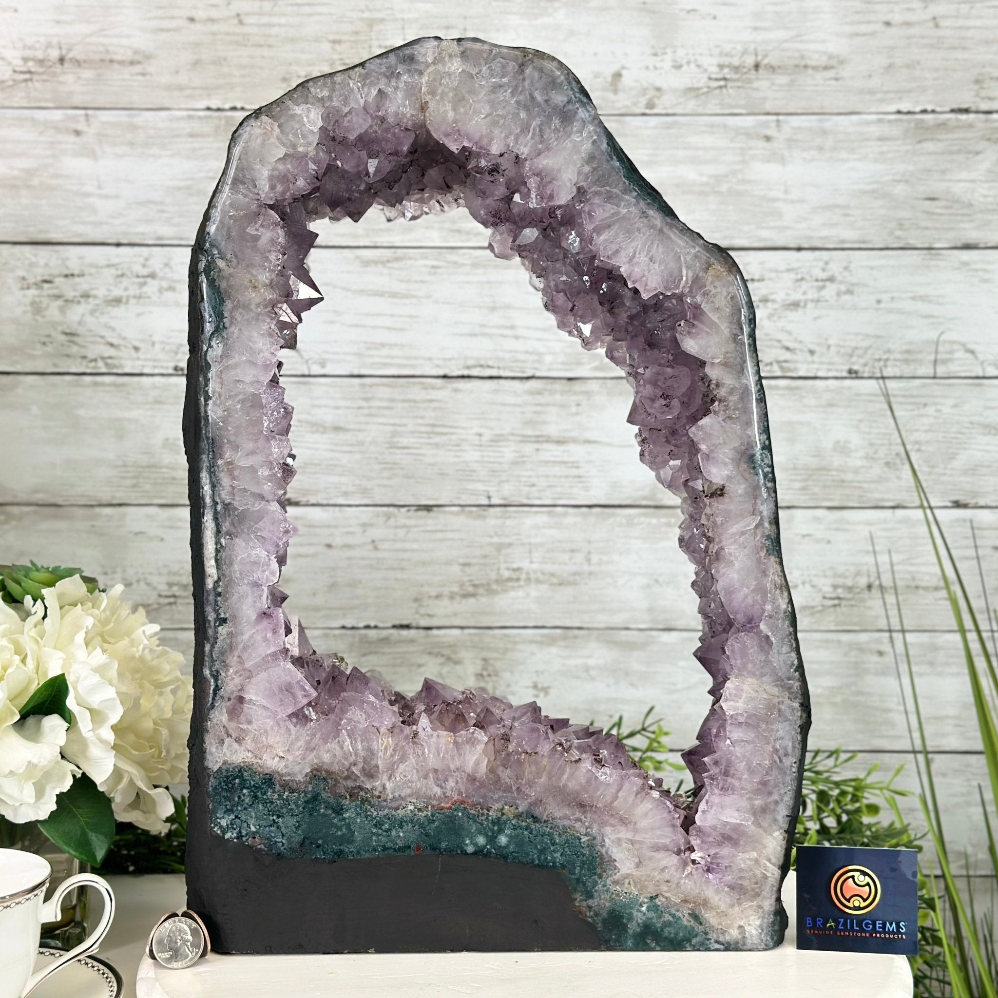 Standard Plus Quality Open 2-Sided Brazilian Amethyst Cathedral, 25.7 lbs, 17.25" tall, Model #5605-0130 by Brazil Gems - Brazil GemsBrazil GemsStandard Plus Quality Open 2-Sided Brazilian Amethyst Cathedral, 25.7 lbs, 17.25" tall, Model #5605-0130 by Brazil GemsOpen 2-Sided Cathedrals5605-0130