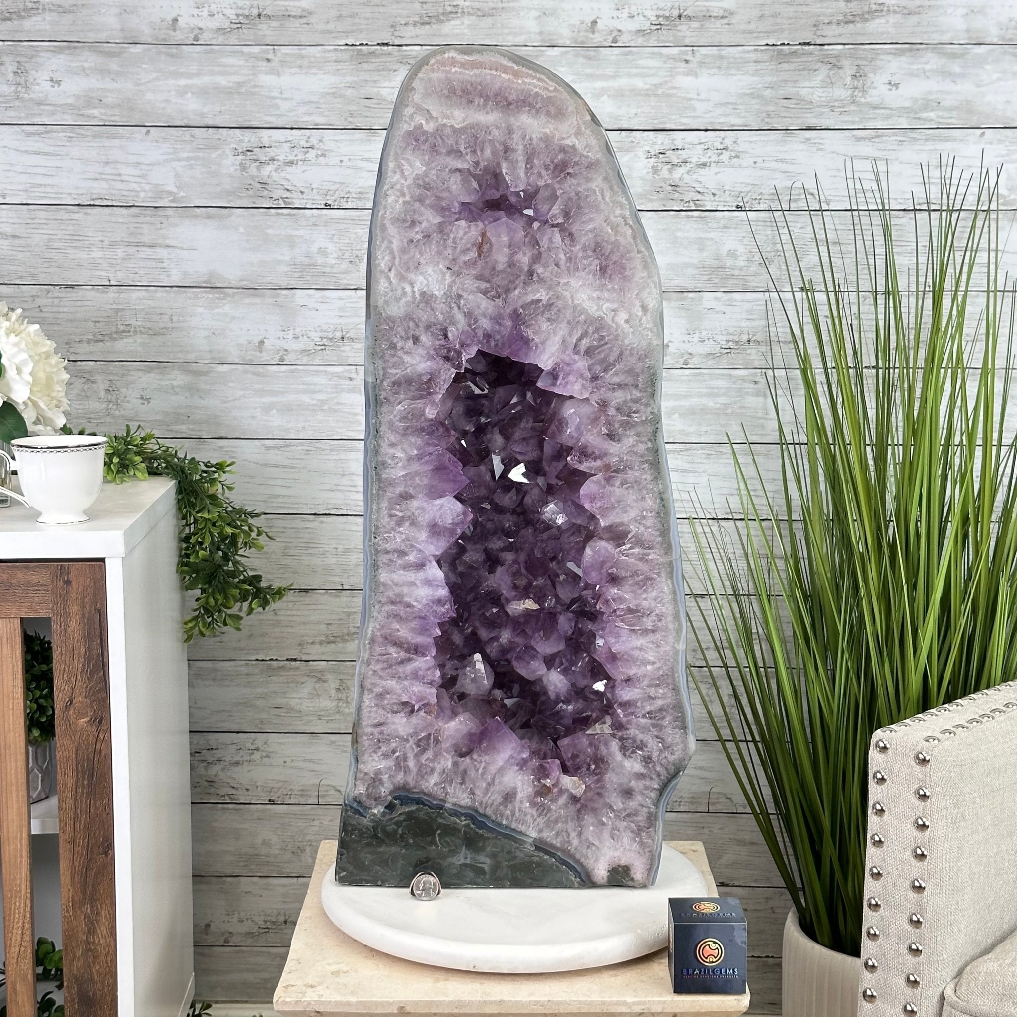 Standard Plus Quality Polished Brazilian Amethyst Cathedral, 112.2 lbs & 31" tall Model #5602-0064 by Brazil Gems - Brazil GemsBrazil GemsStandard Plus Quality Polished Brazilian Amethyst Cathedral, 112.2 lbs & 31" tall Model #5602-0064 by Brazil GemsPolished Cathedrals5602-0064