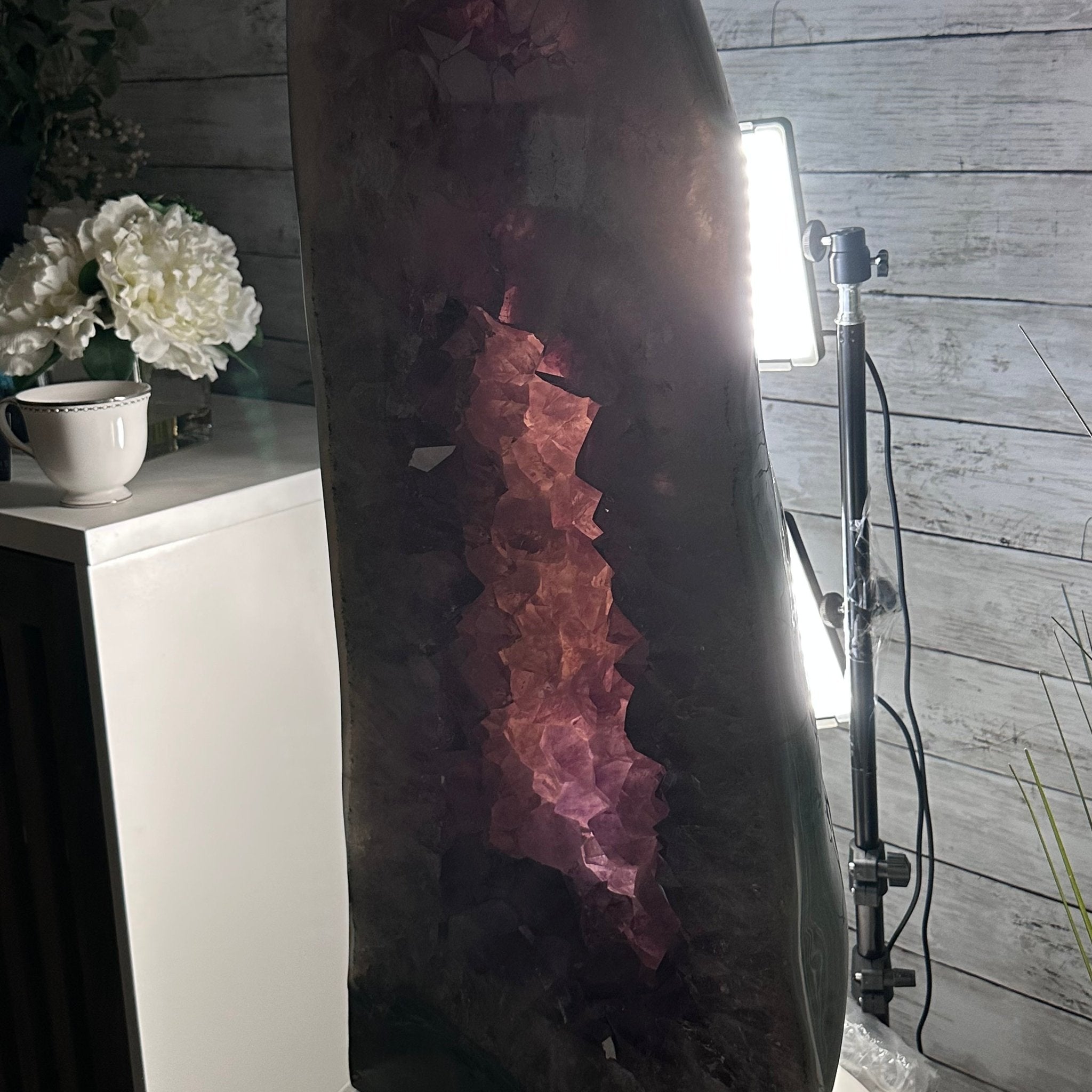 Standard Plus Quality Polished Brazilian Amethyst Cathedral, 112.2 lbs & 31" tall Model #5602-0064 by Brazil Gems - Brazil GemsBrazil GemsStandard Plus Quality Polished Brazilian Amethyst Cathedral, 112.2 lbs & 31" tall Model #5602-0064 by Brazil GemsPolished Cathedrals5602-0064