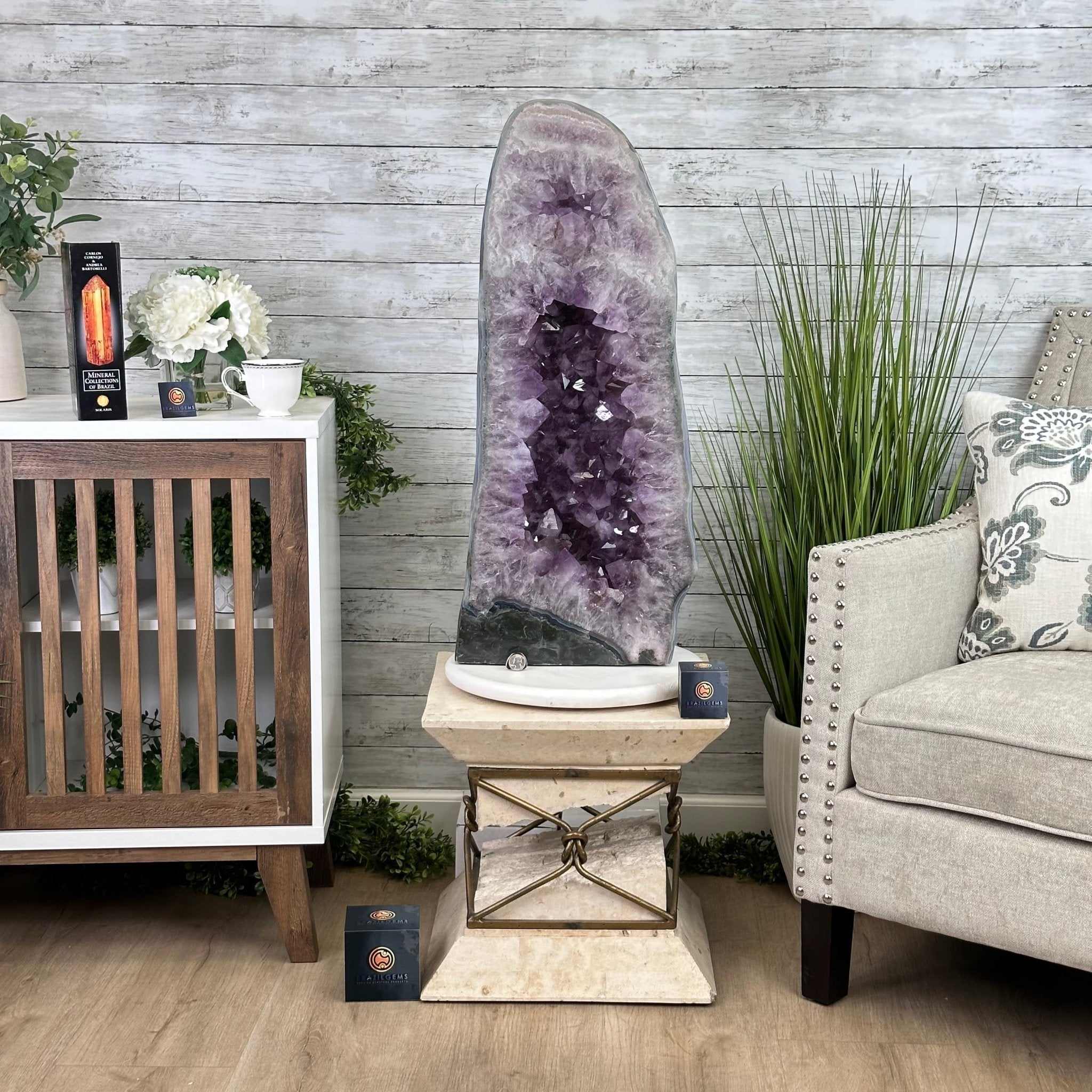 Standard Plus Quality Polished Brazilian Amethyst Cathedral, 112.2 lbs & 31" tall Model #5602-0064 by Brazil Gems - Brazil GemsBrazil GemsStandard Plus Quality Polished Brazilian Amethyst Cathedral, 112.2 lbs & 31" tall Model #5602-0064 by Brazil GemsPolished Cathedrals5602-0064