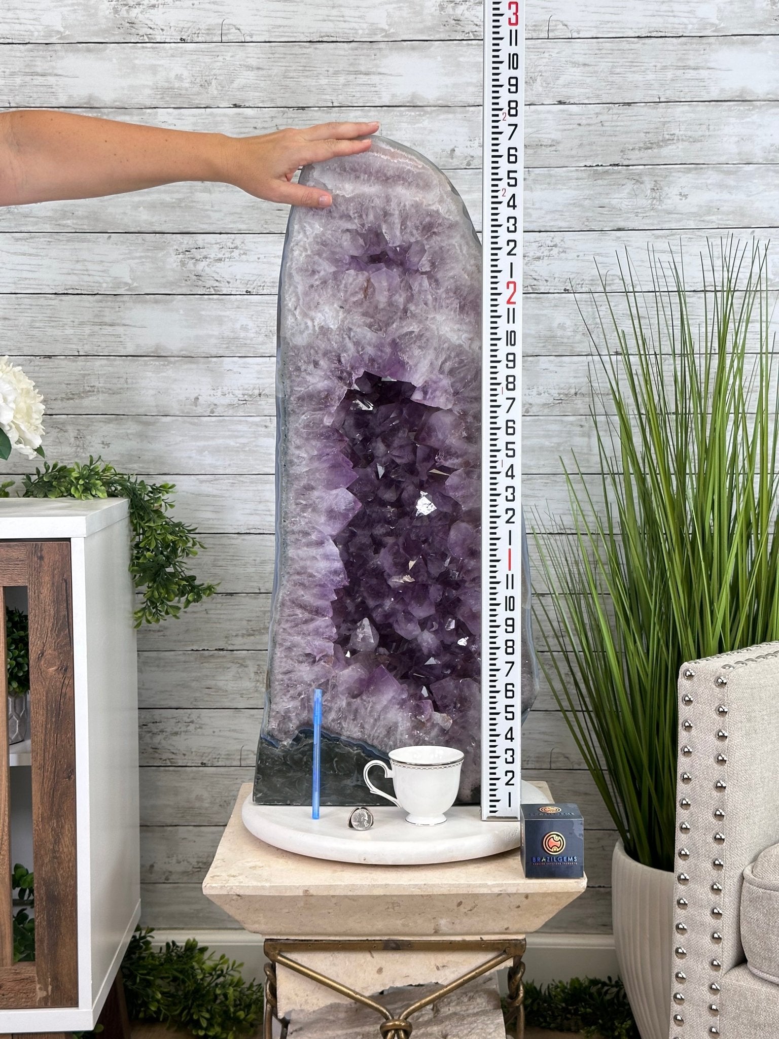 Standard Plus Quality Polished Brazilian Amethyst Cathedral, 112.2 lbs & 31" tall Model #5602-0064 by Brazil Gems - Brazil GemsBrazil GemsStandard Plus Quality Polished Brazilian Amethyst Cathedral, 112.2 lbs & 31" tall Model #5602-0064 by Brazil GemsPolished Cathedrals5602-0064