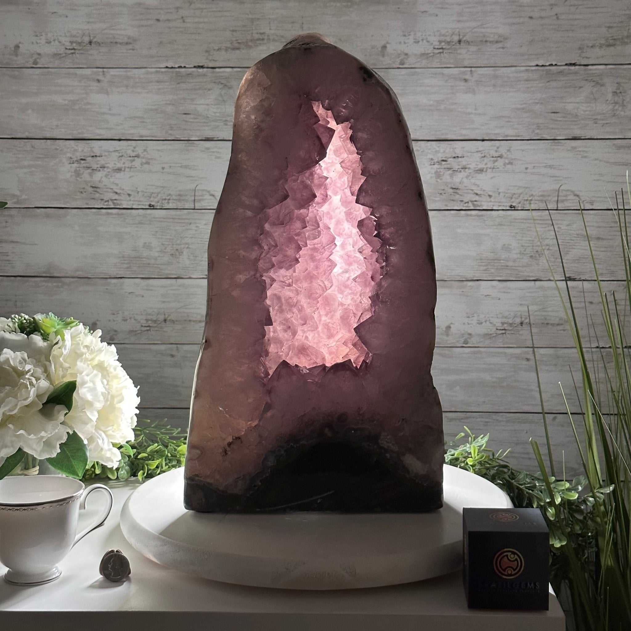 Standard Plus Quality Polished Brazilian Amethyst Cathedral, 46.1 lbs & 17.5" tall Model #5602-0192 by Brazil Gems - Brazil GemsBrazil GemsStandard Plus Quality Polished Brazilian Amethyst Cathedral, 46.1 lbs & 17.5" tall Model #5602-0192 by Brazil GemsPolished Cathedrals5602-0192