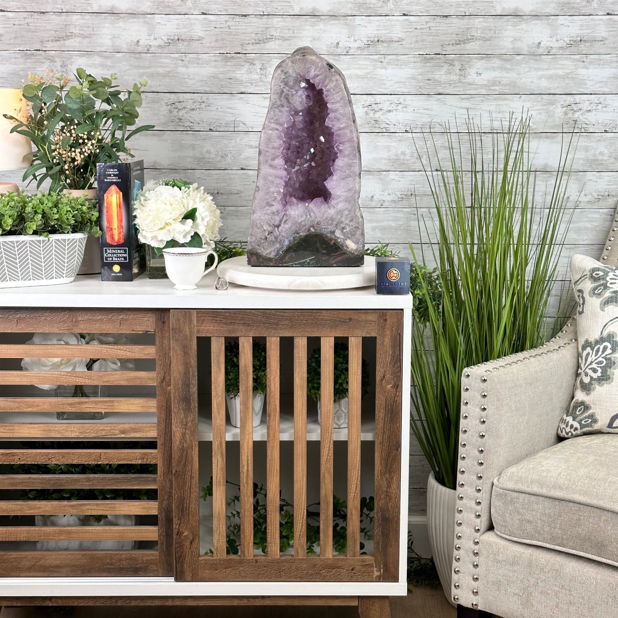 Standard Plus Quality Polished Brazilian Amethyst Cathedral, 46.1 lbs & 17.5" tall Model #5602-0192 by Brazil Gems - Brazil GemsBrazil GemsStandard Plus Quality Polished Brazilian Amethyst Cathedral, 46.1 lbs & 17.5" tall Model #5602-0192 by Brazil GemsPolished Cathedrals5602-0192