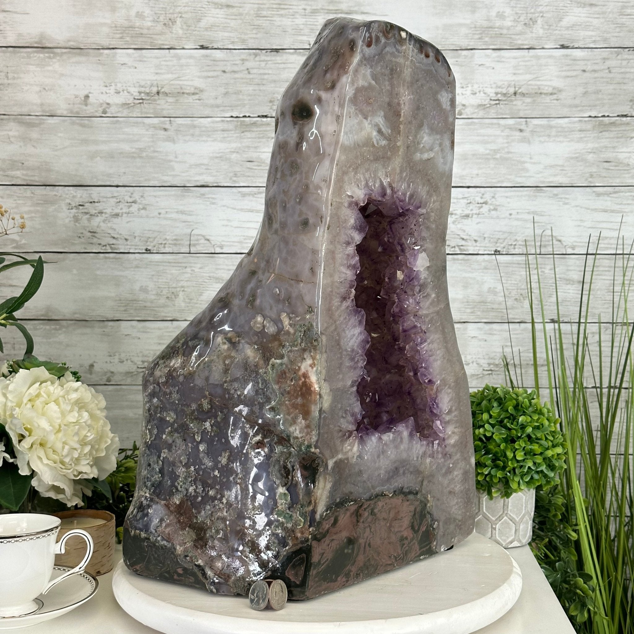Standard Plus Quality Polished Brazilian Amethyst Cathedral, 67.5 lbs & 19.4" tall Model #5602-0163 by Brazil Gems - Brazil GemsBrazil GemsStandard Plus Quality Polished Brazilian Amethyst Cathedral, 67.5 lbs & 19.4" tall Model #5602-0163 by Brazil GemsPolished Cathedrals5602-0163