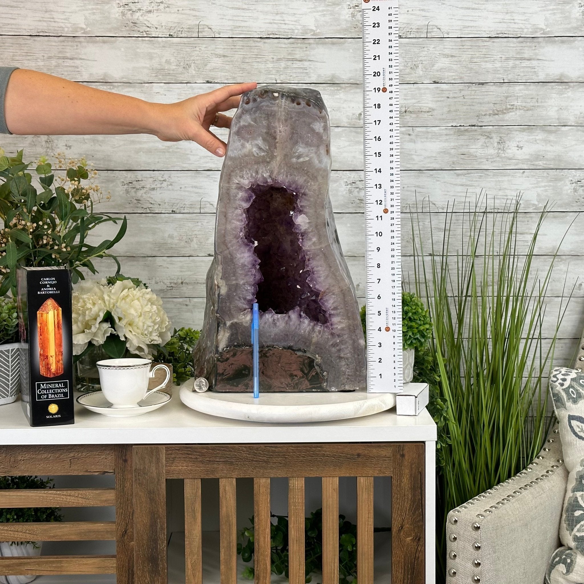 Standard Plus Quality Polished Brazilian Amethyst Cathedral, 67.5 lbs & 19.4" tall Model #5602-0163 by Brazil Gems - Brazil GemsBrazil GemsStandard Plus Quality Polished Brazilian Amethyst Cathedral, 67.5 lbs & 19.4" tall Model #5602-0163 by Brazil GemsPolished Cathedrals5602-0163