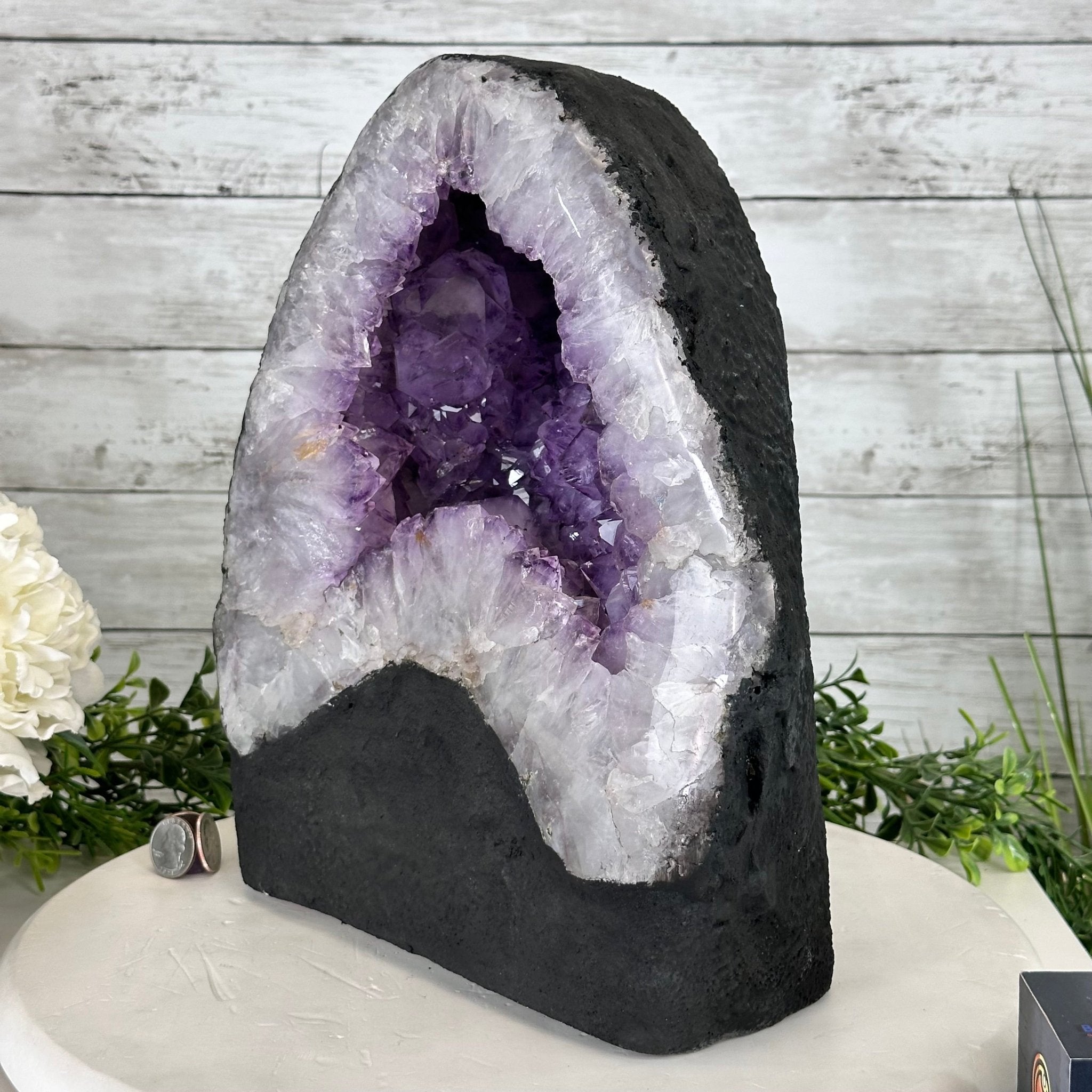 Standard Quality Amethyst Crystal on Cement Base, 37.7 lbs & 12.5" Tall #5614-0079 - Brazil GemsBrazil GemsStandard Quality Amethyst Crystal on Cement Base, 37.7 lbs & 12.5" Tall #5614-0079Clusters on Cement Bases5614-0079