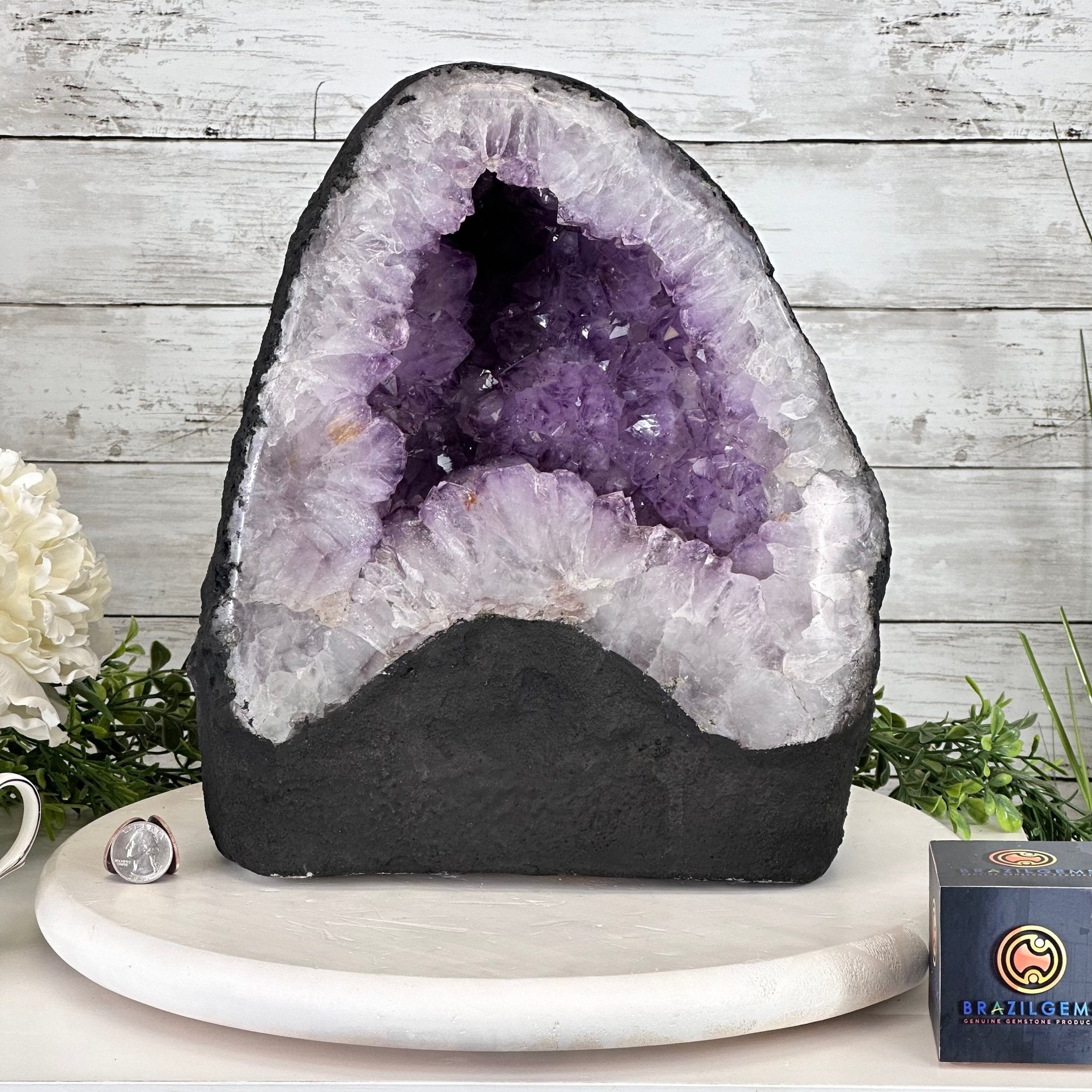 Standard Quality Amethyst Crystal on Cement Base, 37.7 lbs & 12.5" Tall #5614-0079 - Brazil GemsBrazil GemsStandard Quality Amethyst Crystal on Cement Base, 37.7 lbs & 12.5" Tall #5614-0079Clusters on Cement Bases5614-0079