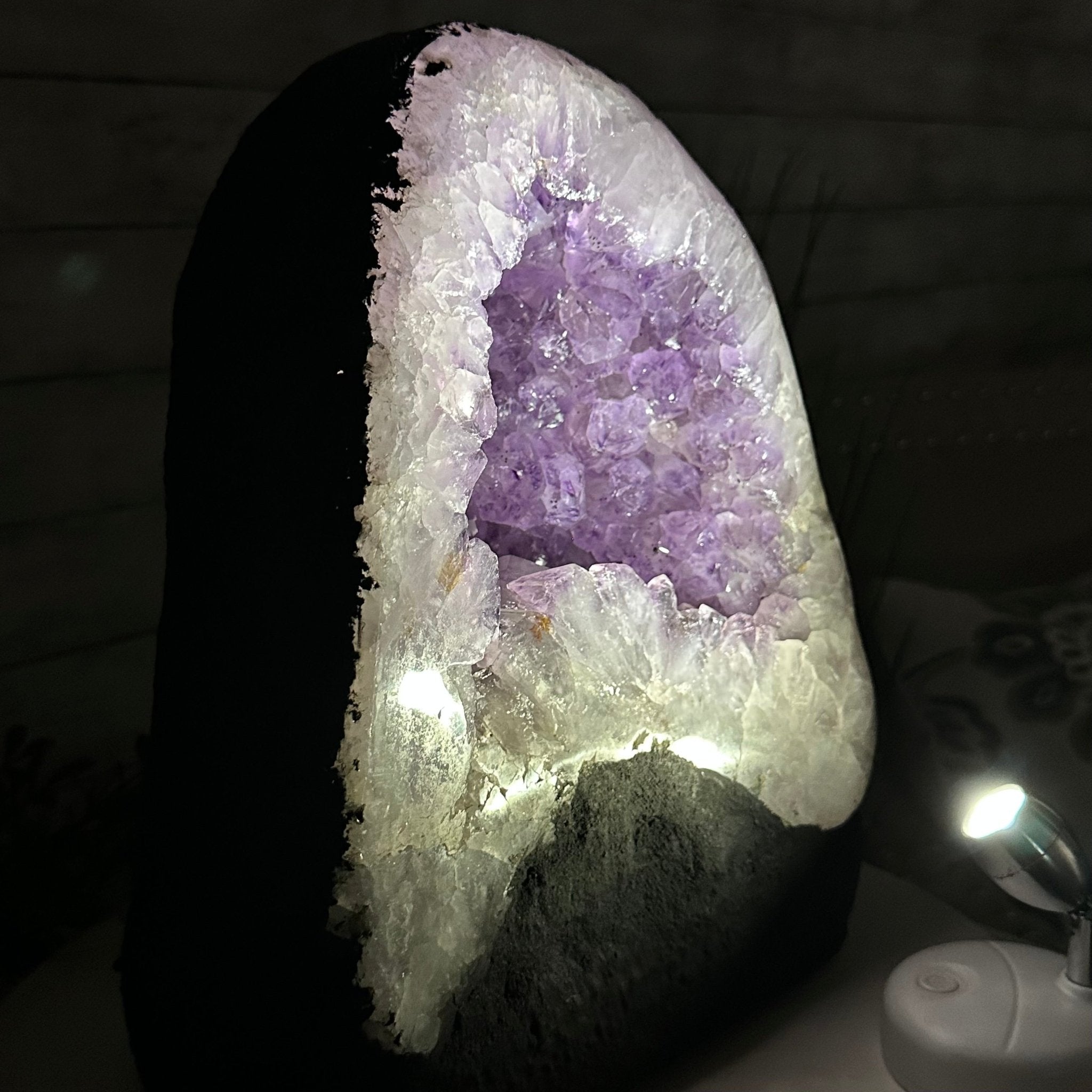 Standard Quality Amethyst Crystal on Cement Base, 37.7 lbs & 12.5" Tall #5614-0079 - Brazil GemsBrazil GemsStandard Quality Amethyst Crystal on Cement Base, 37.7 lbs & 12.5" Tall #5614-0079Clusters on Cement Bases5614-0079