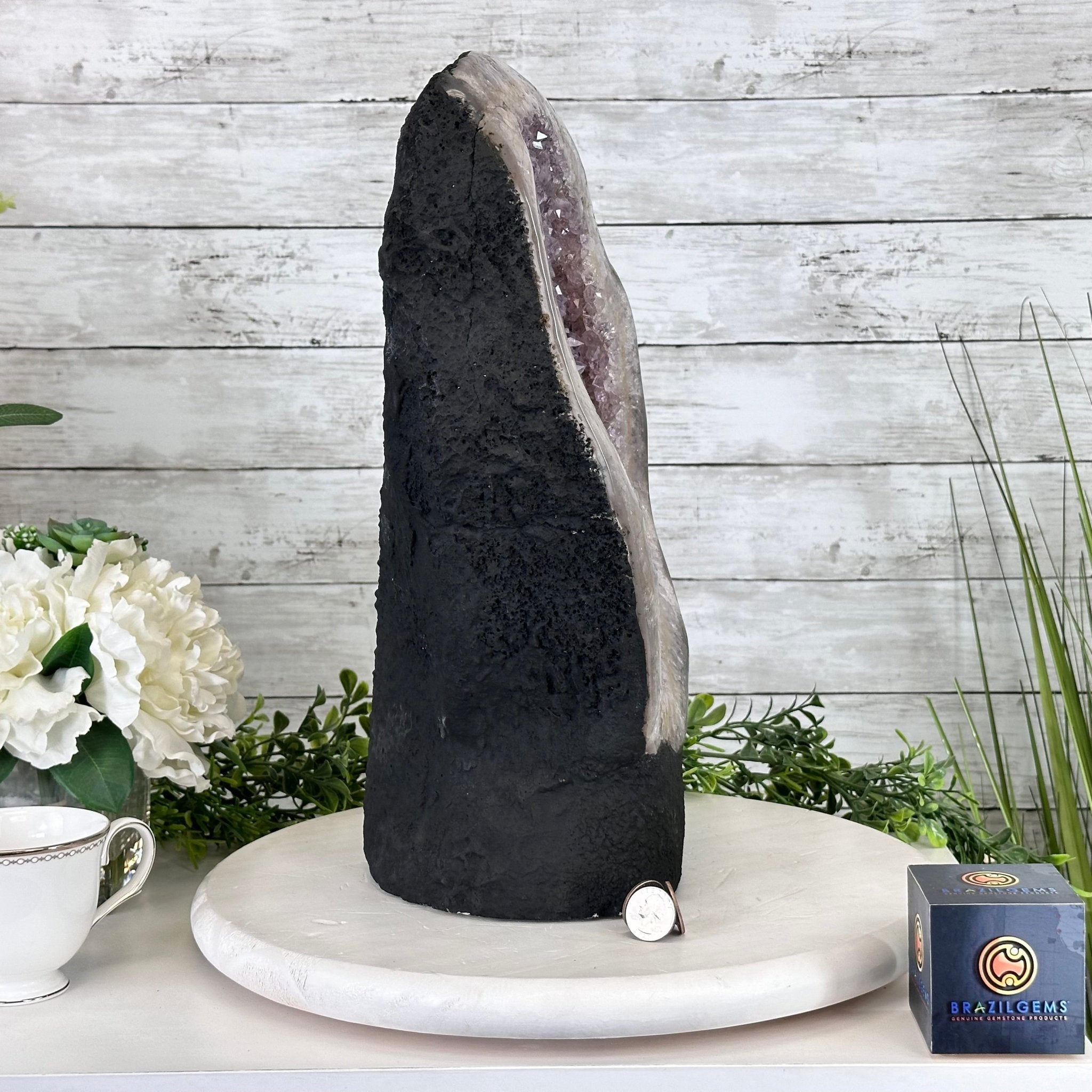 Standard Quality Amethyst Crystal on Cement Base, 37.9 lbs & 16" Tall #5614-0080 - Brazil GemsBrazil GemsStandard Quality Amethyst Crystal on Cement Base, 37.9 lbs & 16" Tall #5614-0080Clusters on Cement Bases5614-0080