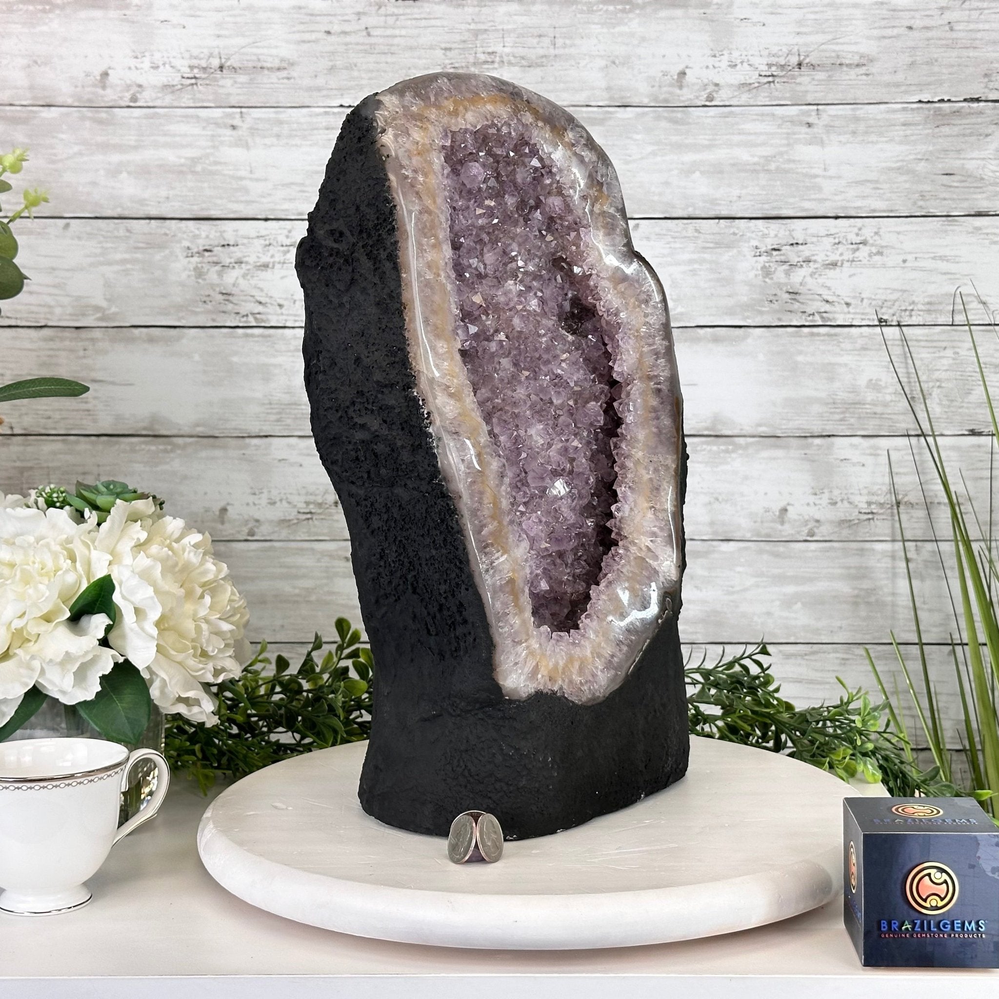 Standard Quality Amethyst Crystal on Cement Base, 37.9 lbs & 16" Tall #5614-0080 - Brazil GemsBrazil GemsStandard Quality Amethyst Crystal on Cement Base, 37.9 lbs & 16" Tall #5614-0080Clusters on Cement Bases5614-0080