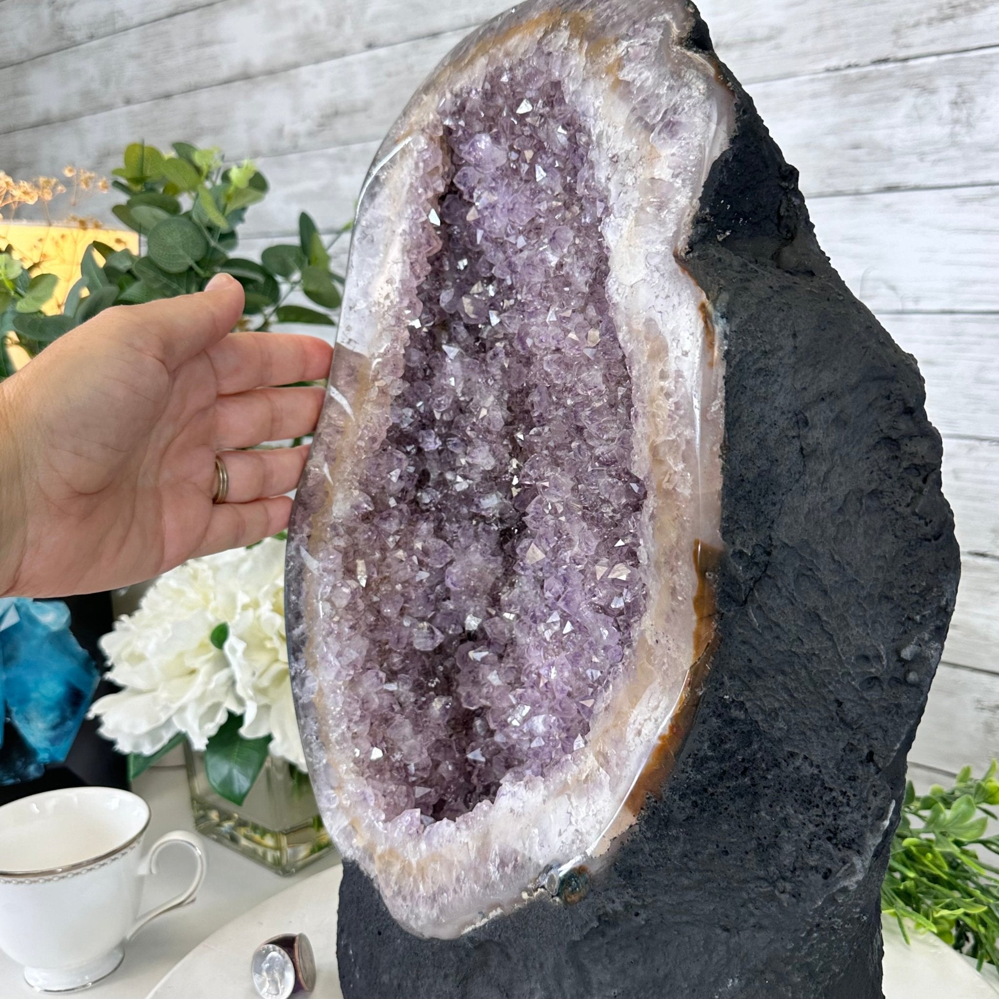 Standard Quality Amethyst Crystal on Cement Base, 37.9 lbs & 16" Tall #5614-0080 - Brazil GemsBrazil GemsStandard Quality Amethyst Crystal on Cement Base, 37.9 lbs & 16" Tall #5614-0080Clusters on Cement Bases5614-0080